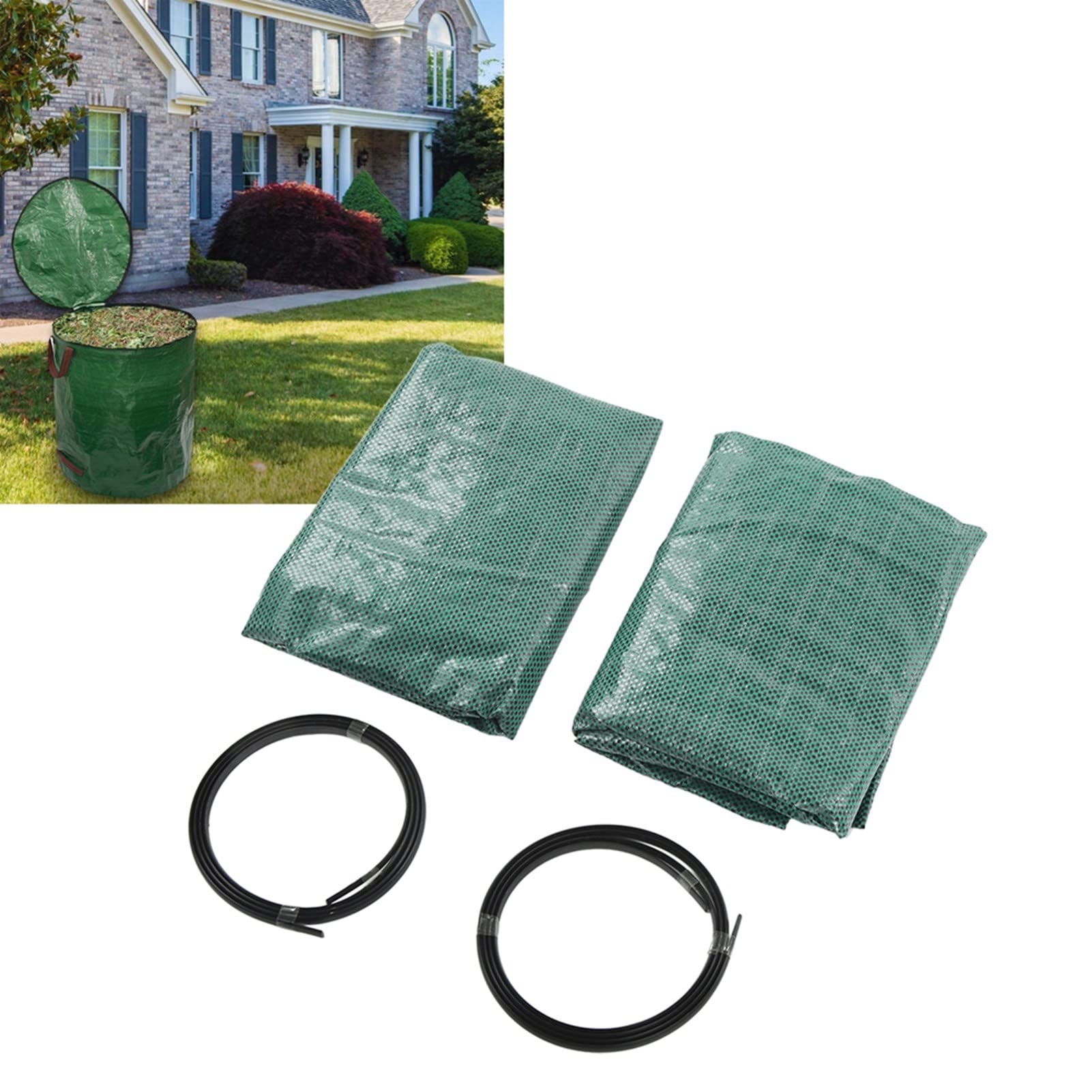 2 sacchetti per rifiuti da giardino, sacchetto verde riutilizzabile per raccolta foglie anti-calore con manico (120L/32Gal 45x76cm /17.7x29.9in)