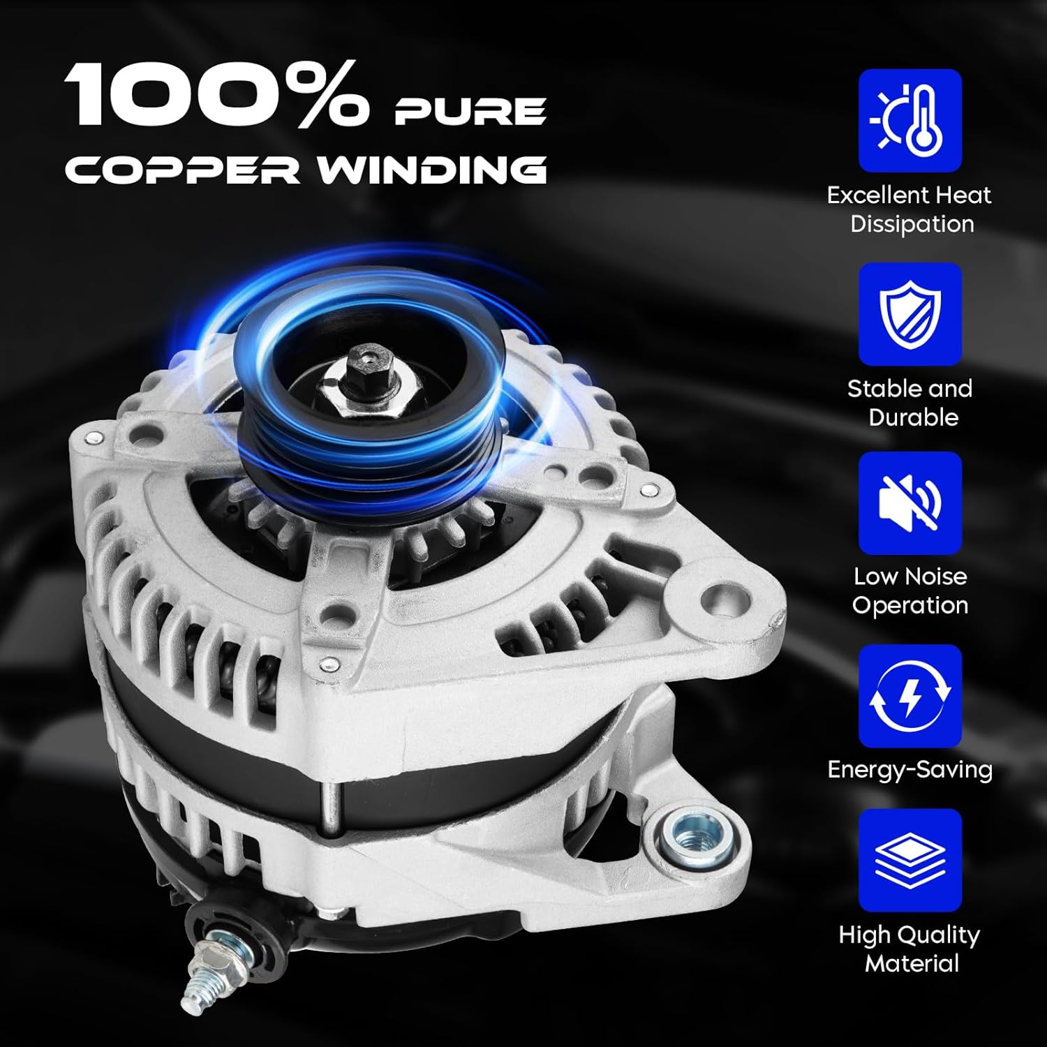 New Alternator Replacement for Jeep Liberty 3.7L 2010 2011 2012, for Dodge Nitro 3.7L 2011, 140amp 12V, High Output Alternator Replace for 5149275AA 290-5137E