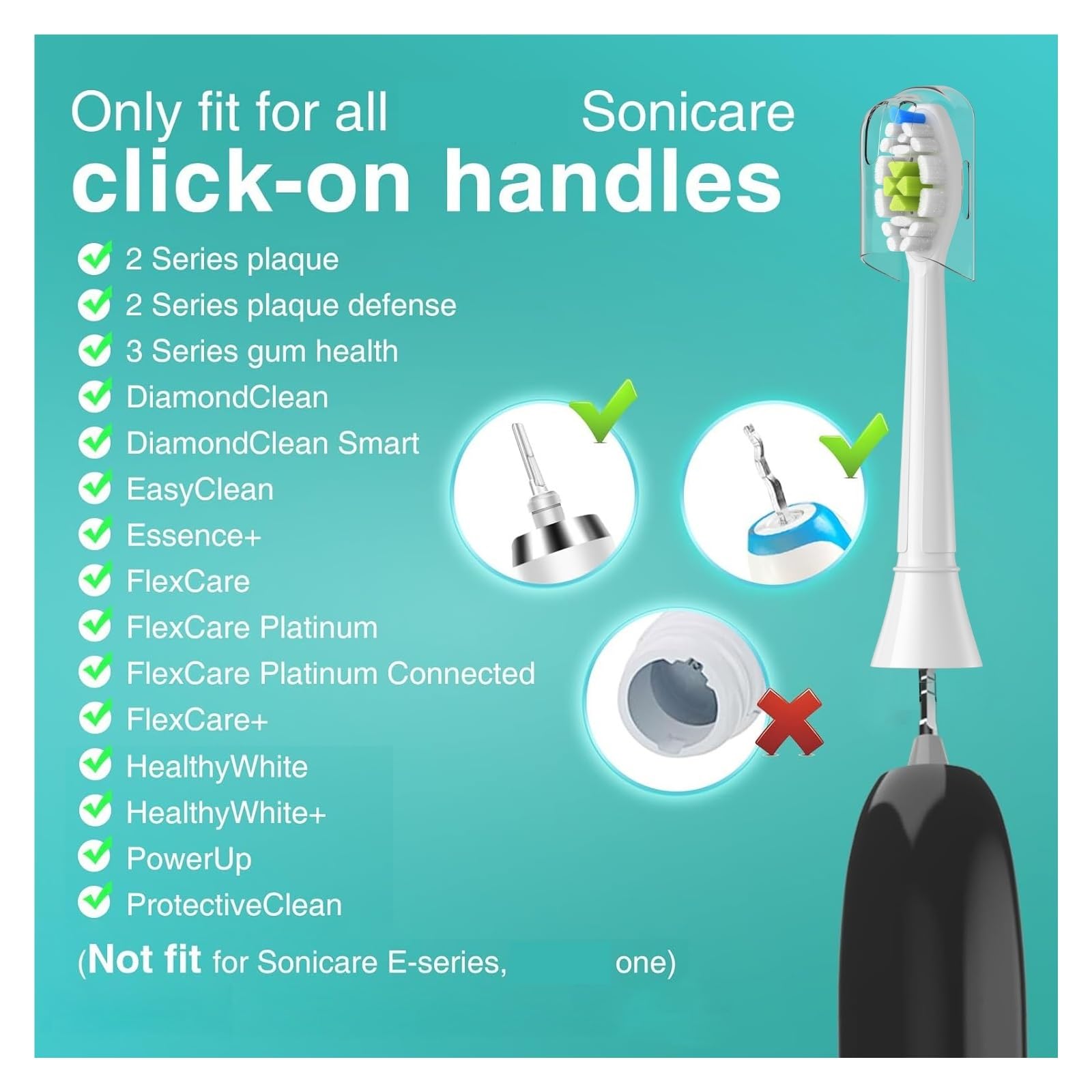 Cabezales, compatible con Philips, EasyClean HealthyWhite | Cabezales de cepillo eléctrico para adultos de plástico(White-16pcs)