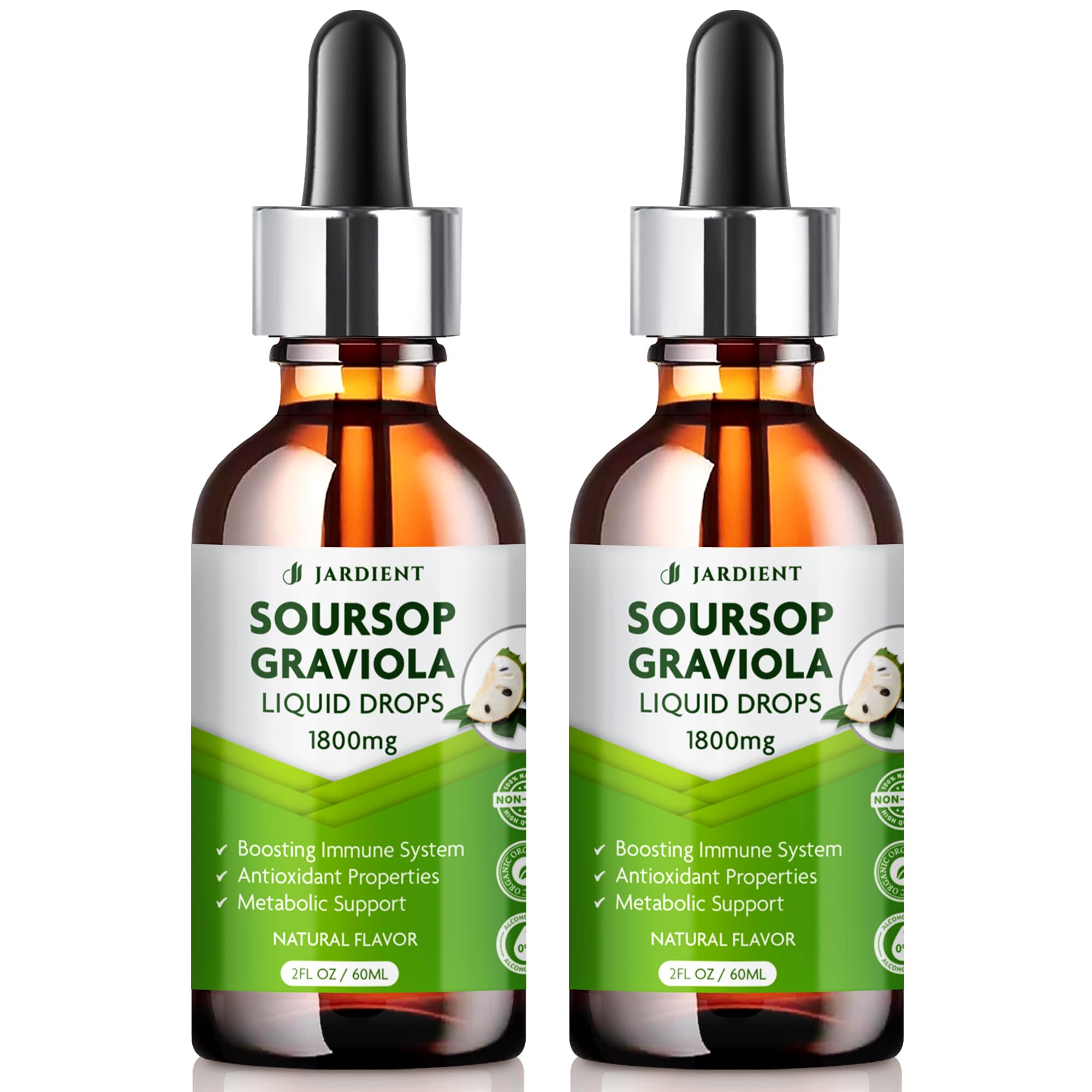 Soursop Bitters Liquid Oil : Graviola Soursop Extract- Organic for Cell Support and Regeneration- Soursop Tincture Edible 2 fl oz (Pack of 2), 60ml x 2 Packs