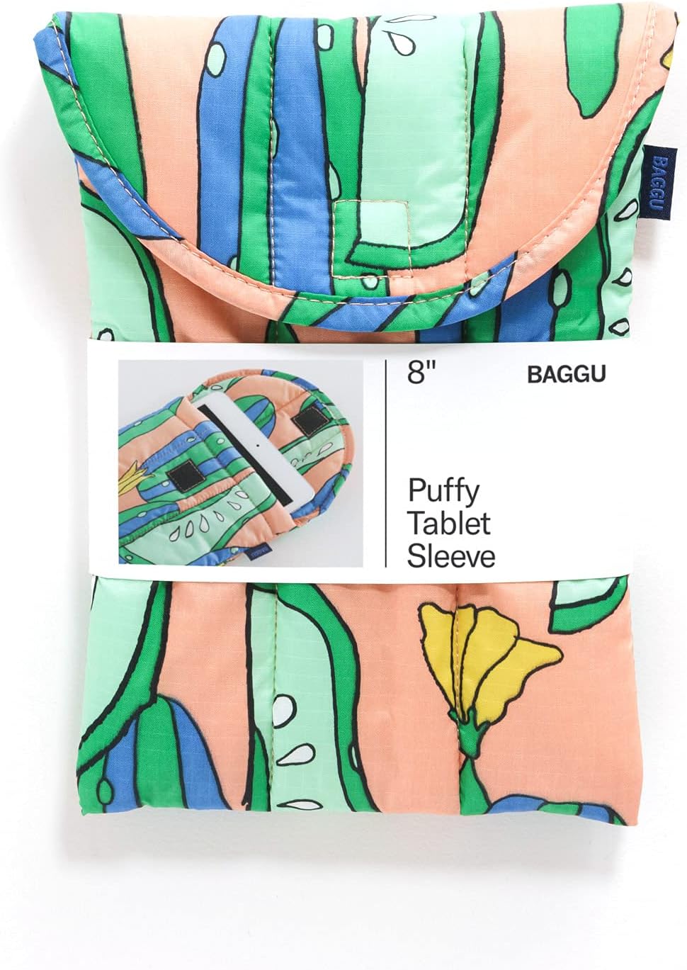 BAGGU Puffy Tablet Sleeve, Ripstop Nylon 8" Electronics Sleeve, Cucumbers Electronics