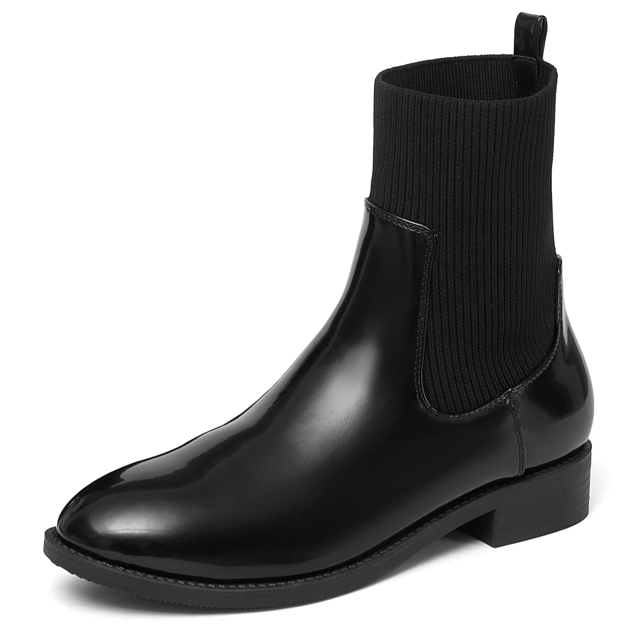 NEWBELLA Chelsea Boots Women Ankle Boots For Women Chunky Heel Slip on Elastic Ankle Booties