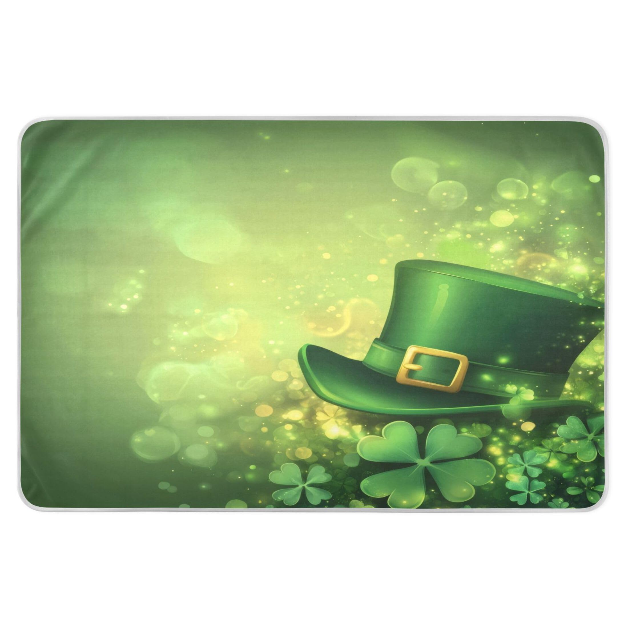 Takiito Clovers Hat Bed Pad Reusable Bed Underpad Washable Waterproof Leak-Proof Quick Dry Incontinence Pee Pad for Toddlers Kids Adults Pets 34x52 in