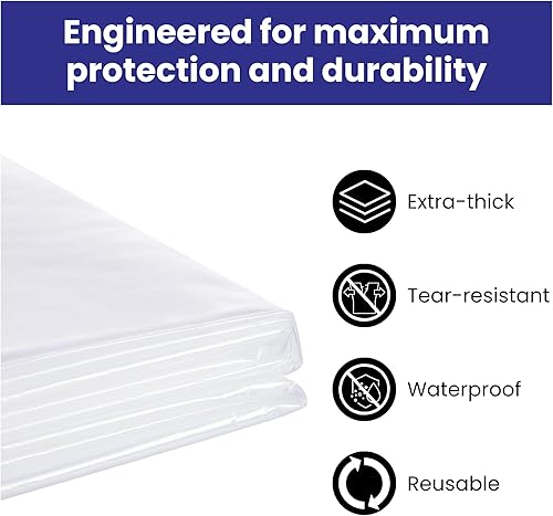 Miniatura 5 de VICMORE Tela de plástico resistente de 3 mil, para pintar 9 pies por 12 pies, resistente y duradero, lona de plástico, cubierta transparente