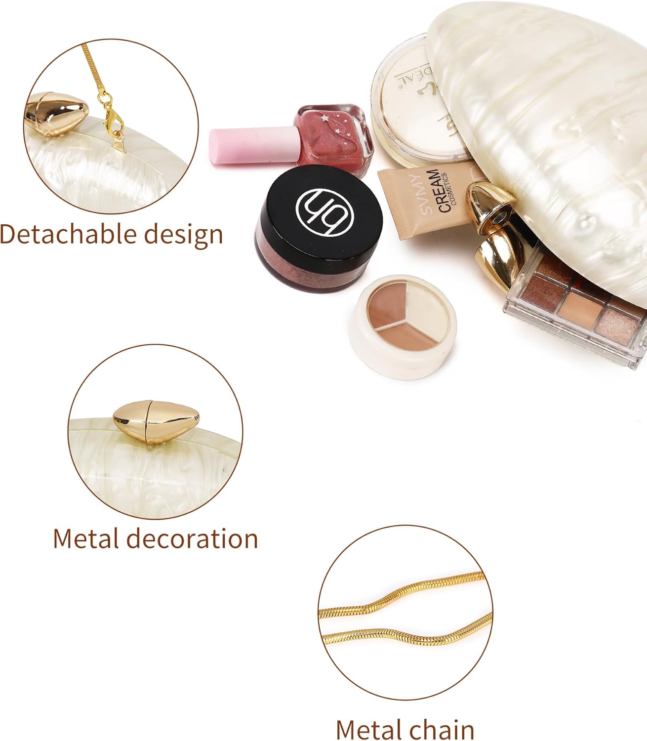 Labair Acrylic Clutch Purse Shell Evening Bag Unique Purses for Women Trendy Wedding Party Formal Handbag.