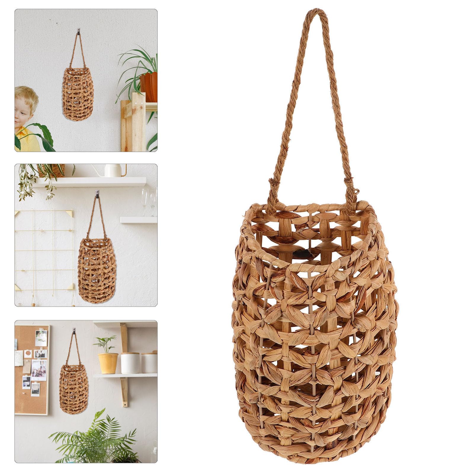 Alipis Cesta Colgante Tejida de Hierba de Calabaza Ligera y Portátil para Almacenamiento en Cocina y Decoración de Pared Estilo Nórdico Elegante