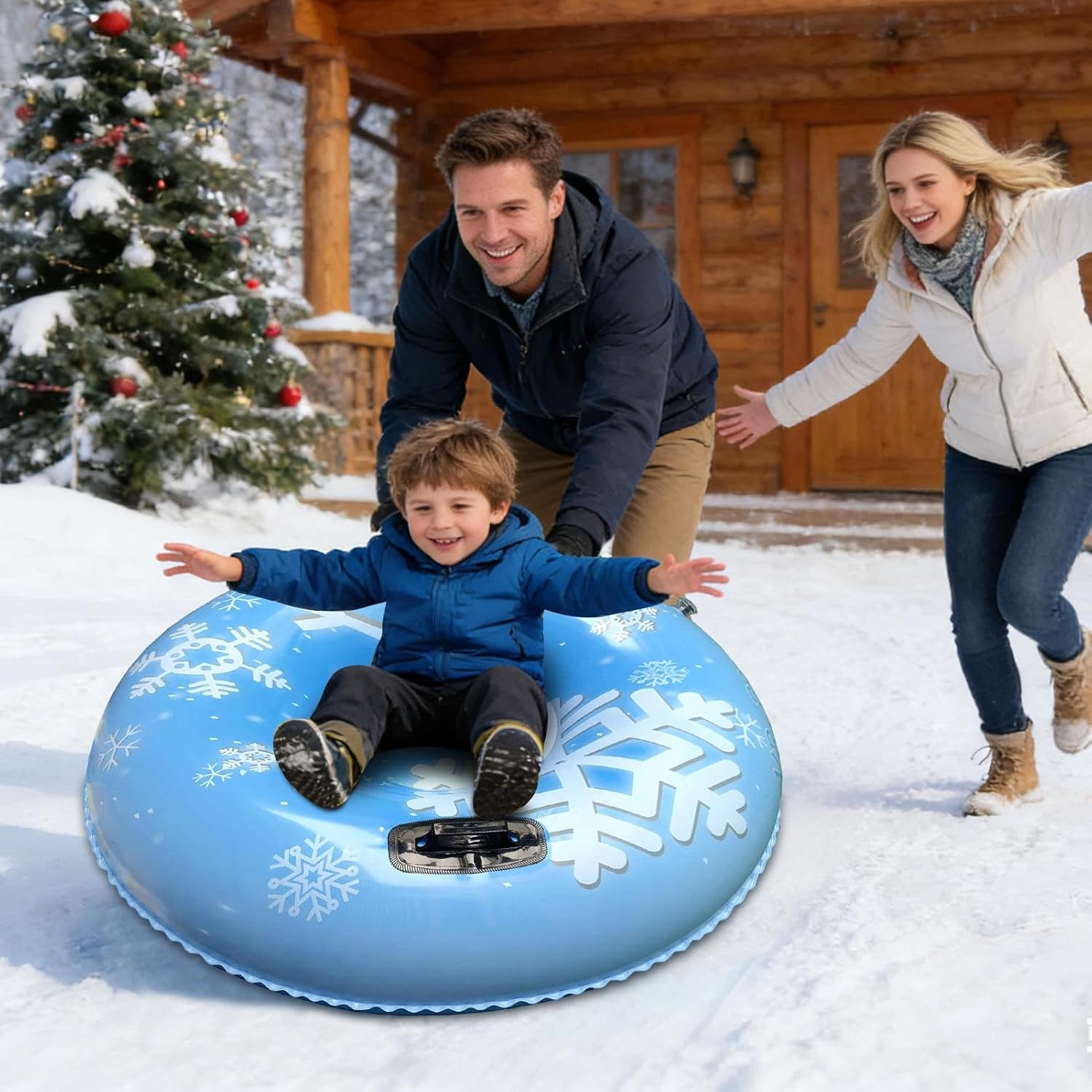 Tubes for Sledding, Inflatable Snow Ring, Abrasion-Proof Sledding Tube for Outdoor Winter Fun, Driveway, Walkway, Pool, Beach, Gathering, and Party Activities