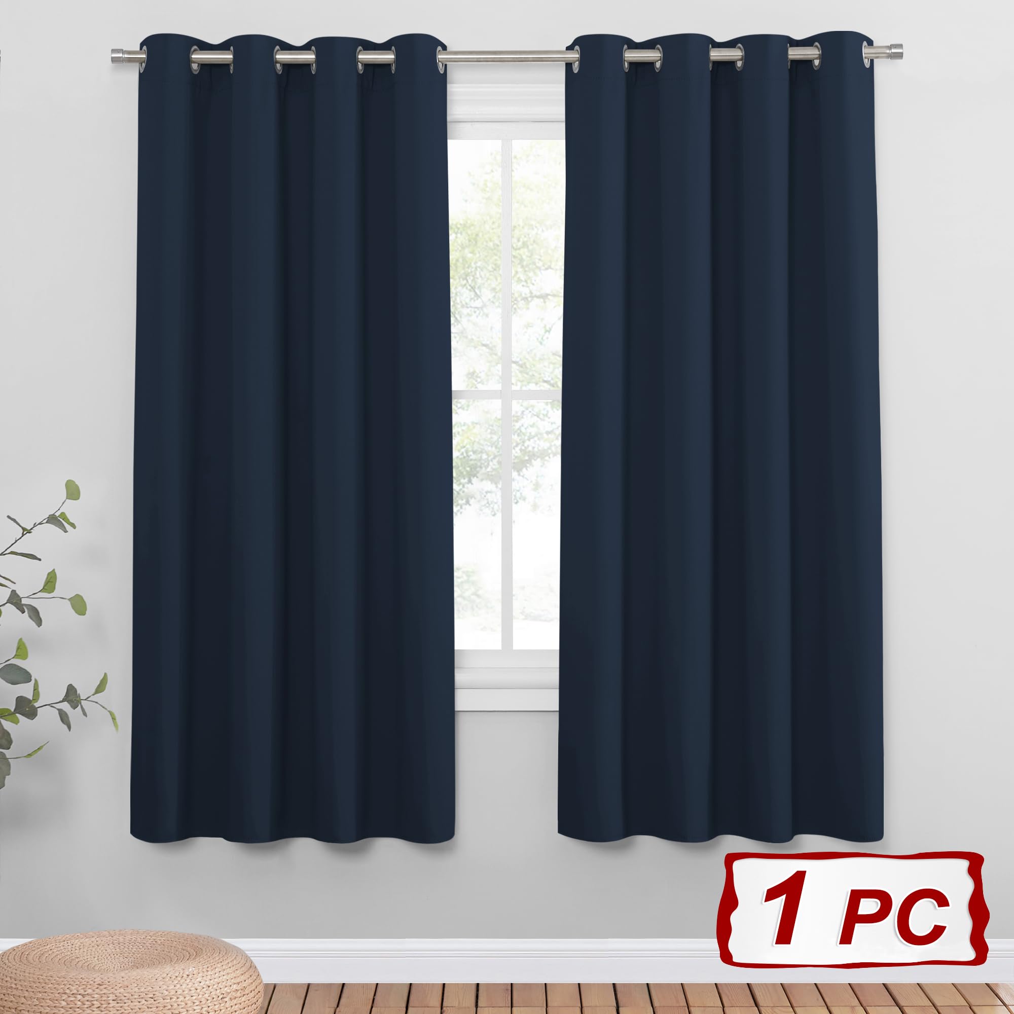 PONY DANCE Tende Termiche Isolanti per Salotto Moderne Curatain Oscurante da Interno con Anelli per Casa Decorazione 1 Pezzo L 140 x A 180 cm, Blu Scuro