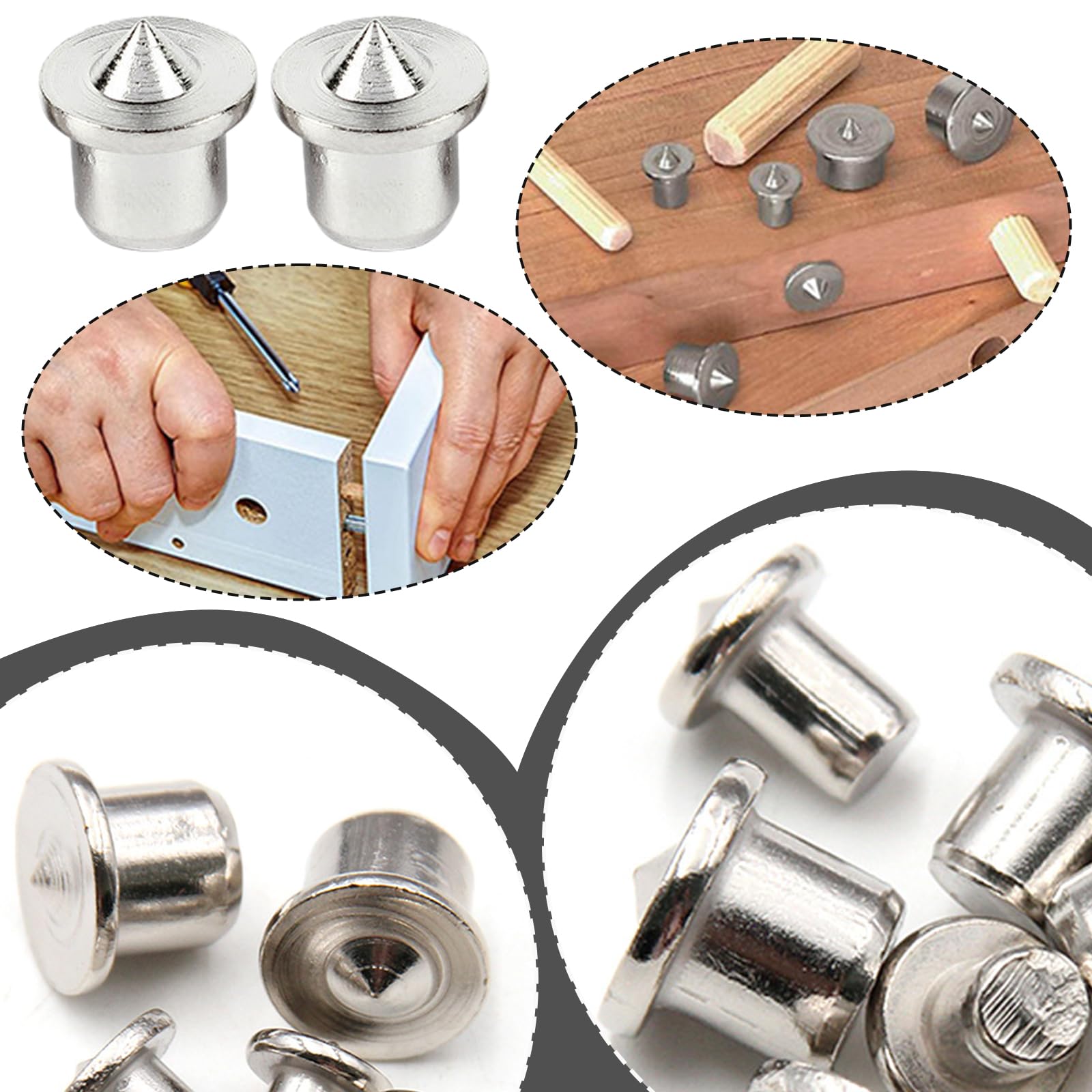 10pcs 8mm Dowel Centre Point Drill Center for Accurate Drilling Proper Dowel or Tenon Placement (Y72-10), Silver - Image 4