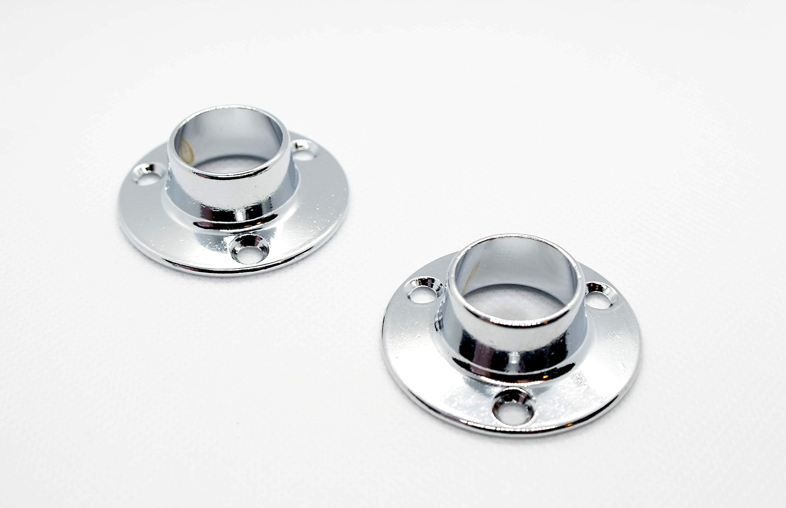Wardrobe pole/rail fittings support, End Sockets 25 mm, Chrome. Storage solutions. (25mm Sockets, Chrome (pack of 4)