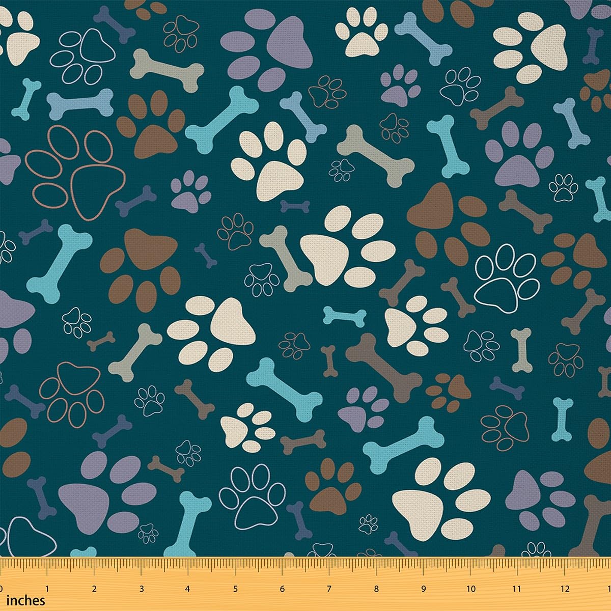 Loussiesd Nettes Hundethema Stoff 184x150cm für Handgemachten Quilten Pup Dog Pfote Drucken Down Stoff Meterware Knochen Patchwork Stoffe Hundeliebhaber Tierthema Grün Polsterstoff für Stühle
