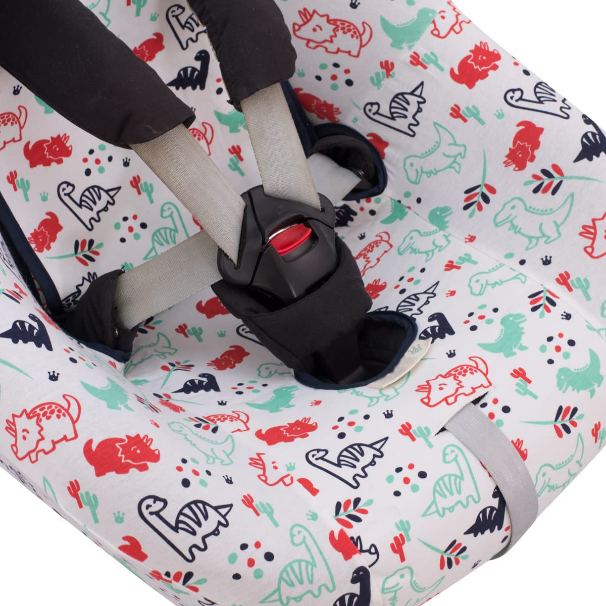 JYOKO Kids Funda de algodón para Silla de Coche Compatible con Maxi Cosi (Dino Party, Maxi Cosi Pearl 360, Mica 360 Pro y Mica Pro Eco I-Size)
