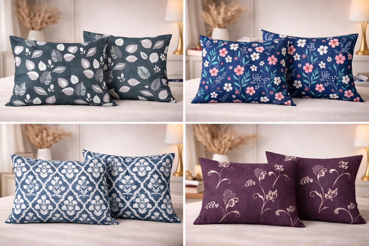 RD TREND Pillow Covers - Floral Cotton Set of 2 -14 RD TREND Pillow Covers - Floral Cotton Set of 2 -14