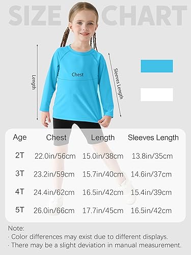 Miniatura 2 de Poroka Paquete de 2 camisetas de natación de manga larga UPF 50+ para niñas y niños pequeños, camiseta deportiva ligera para deportes al aire libre