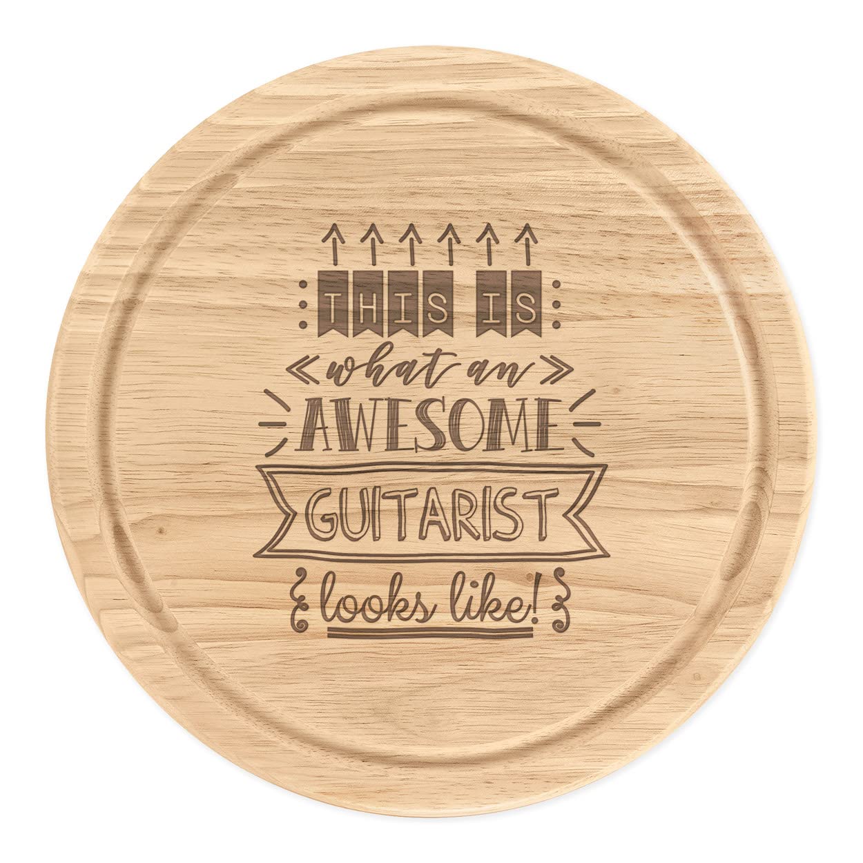 This is What an Awesome Guitarist Looks Like Wooden Chopping Cheese Board Round 25cm
