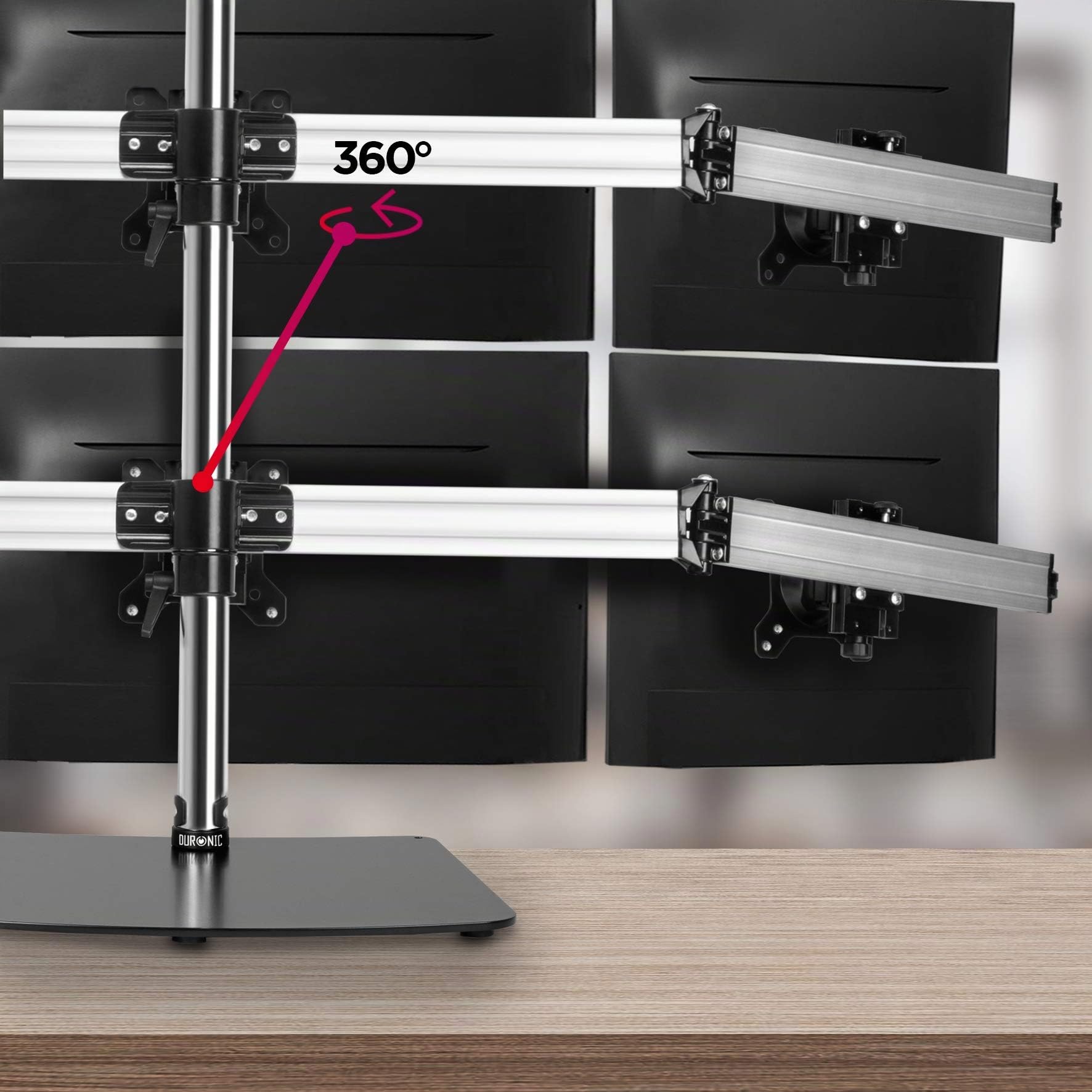 Duronic DM756 Soporte para 4 Monitores de 15" a 24", Máximo 8kg | Soporte de Escritorio Resistente e Independiente, Altura Ajustable, Carga de 8 kg, para Seis Pantallas LCD o LED