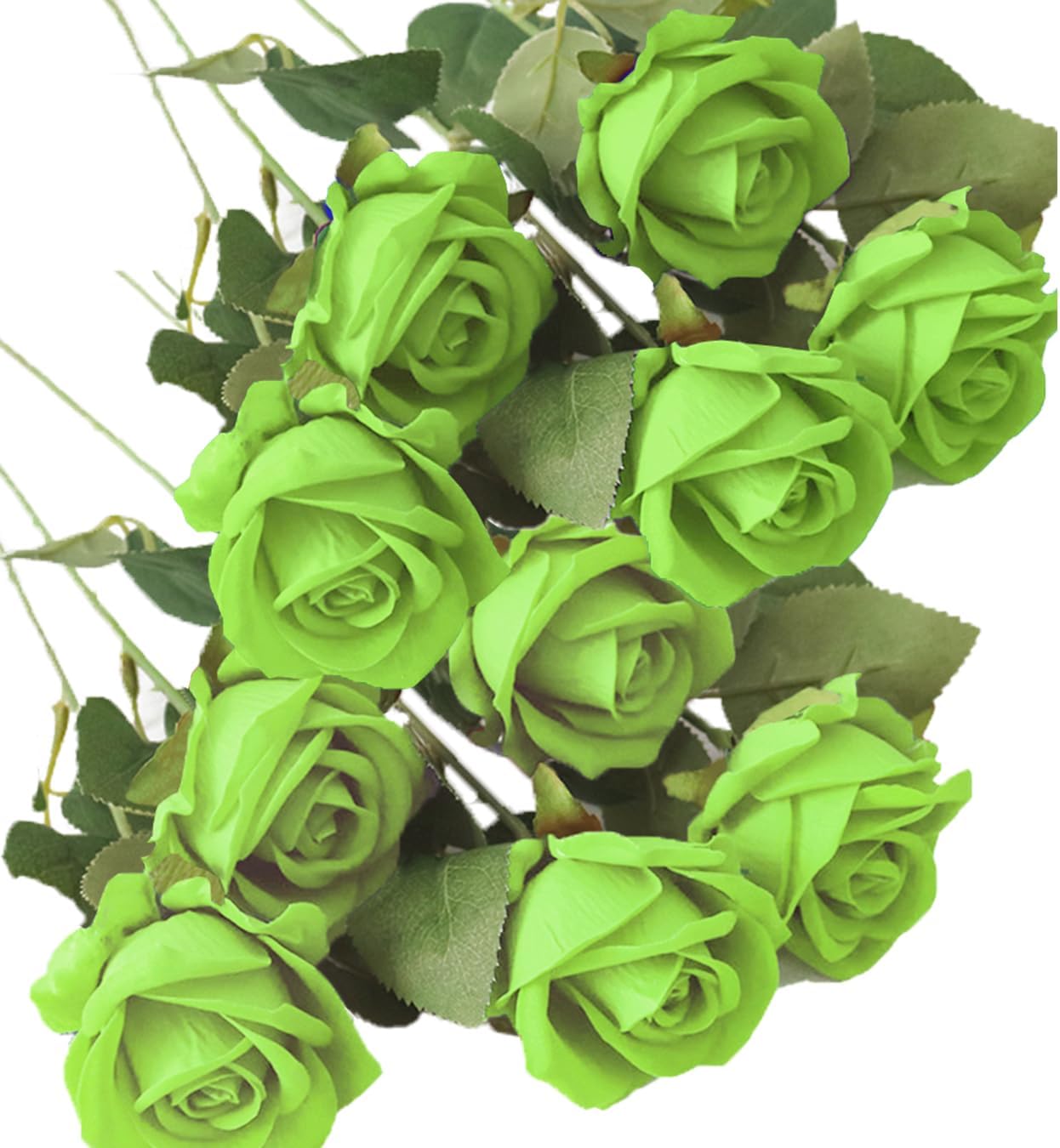 Amazon.com: WENSINL 10 Pieces Artificial Flowers Fake Rose Flower Green ...