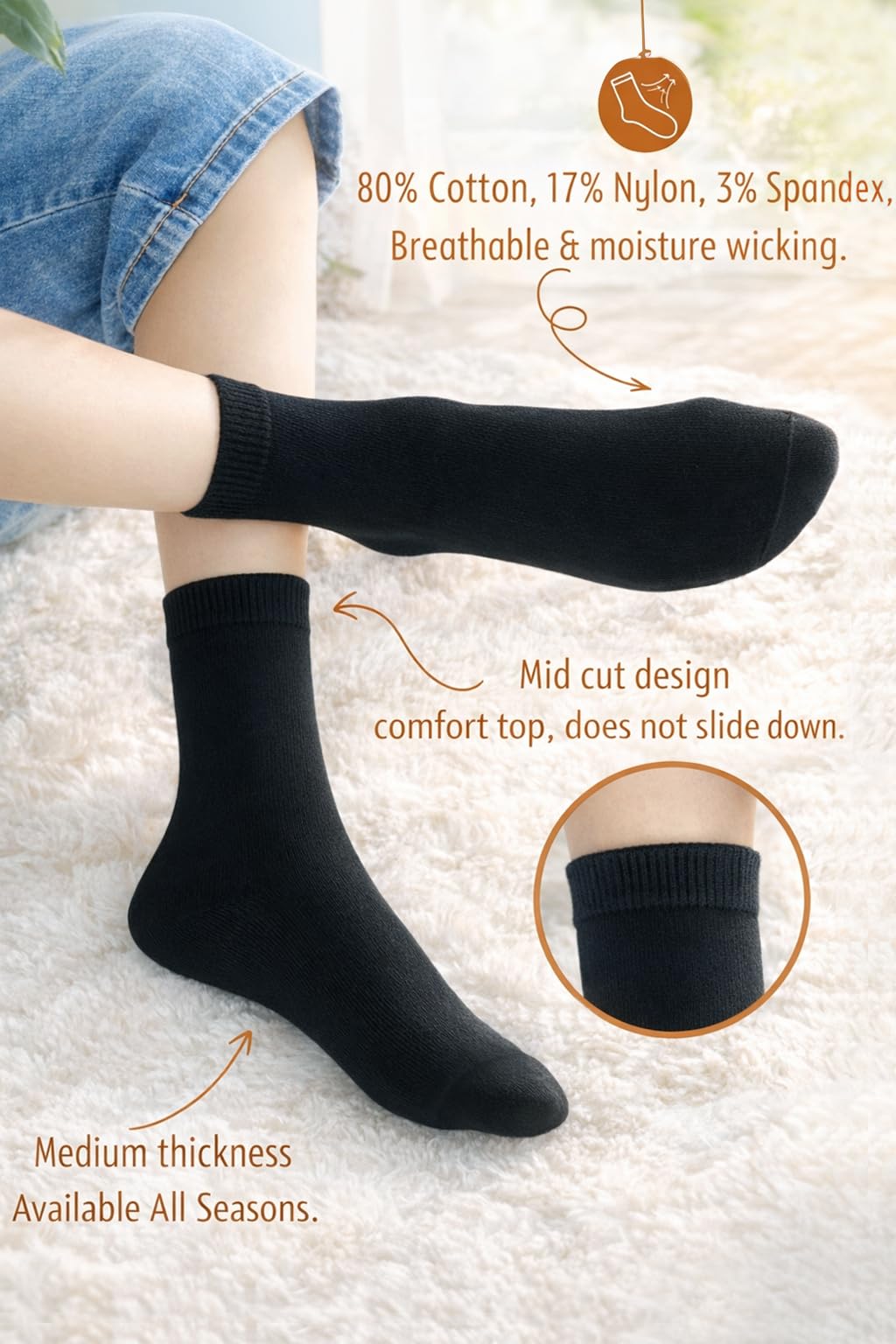 RATIVE Basic Socken Baumwolle Crew für Unisex Baby Säugling Kleinkind Kinder Jungen Mädchen, 12 Paar/Ru-3cun