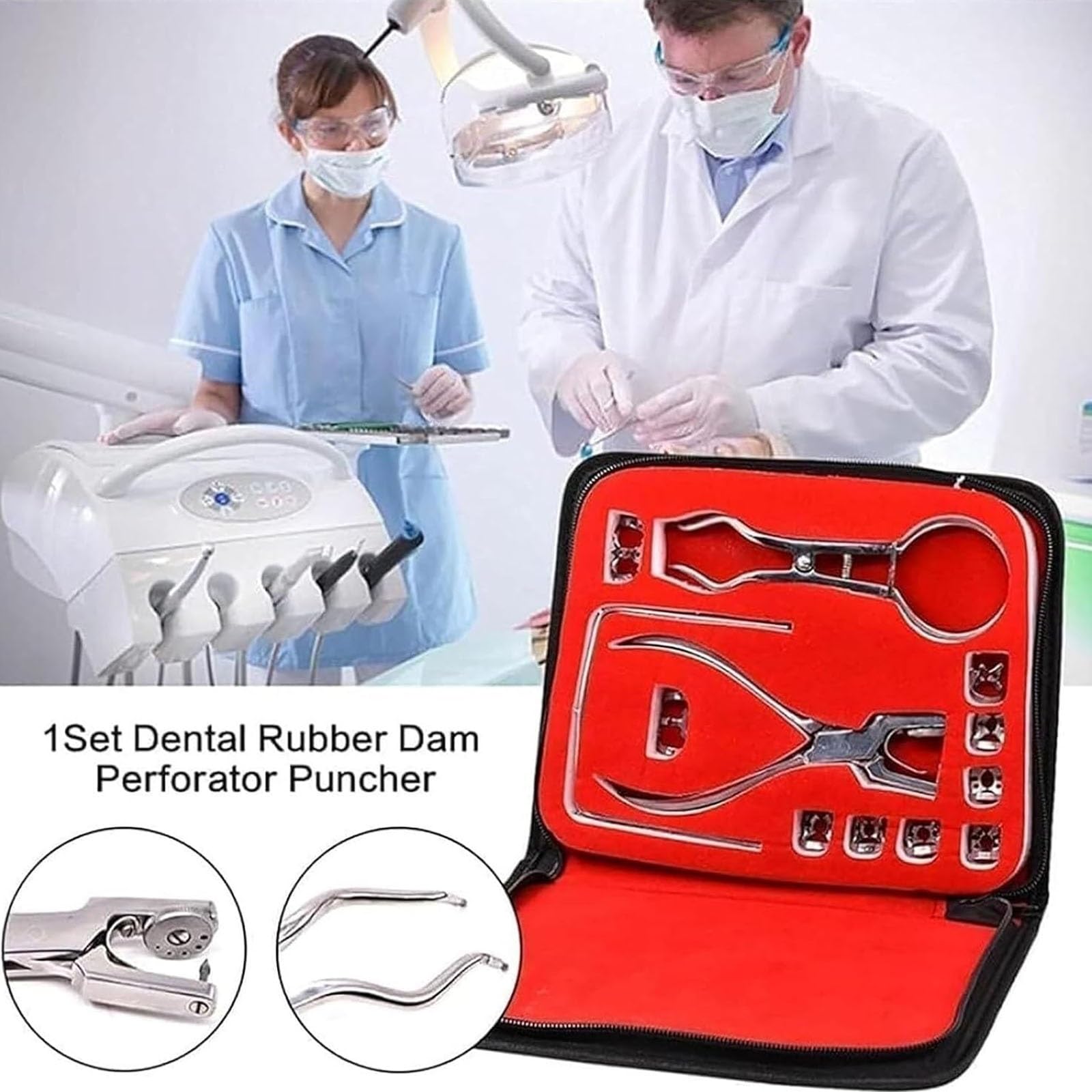 Modelo anatómico humano kit de dique de goma para endodoncia dental con marcos de abrazaderas