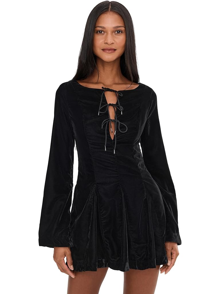 Black Free People Linney Velvet Mini