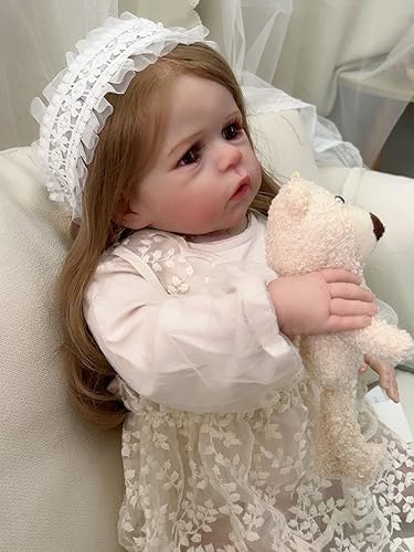 Miniatura 2 de Pinky Reborn Muñecas de bebé de vinilo suave realista de 24 pulgadas que se ven reales, niña recién nacida con ropa y accesorios de juguete