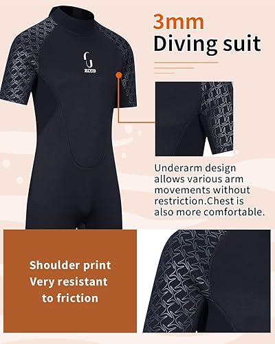 Miniatura 4 de Traje de neopreno corto para hombre de 0.118 pulgadas para mujer, traje de buceo con cremallera trasera, piel de buceo, canoa, pesca submarina,