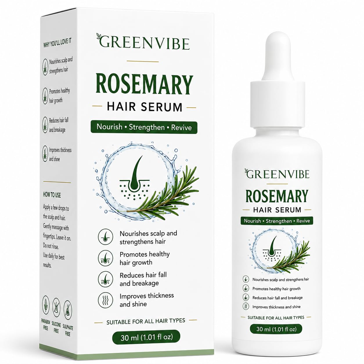 Rosemary Serum 30ml for Hair & Scalp Care | Helps Reduce Hair Fall & Breakage | Nourishes Scalp | Promotes Stronger Looking Hair | Lightweight Non Sticky Formula | Suitable for All Types-image-9