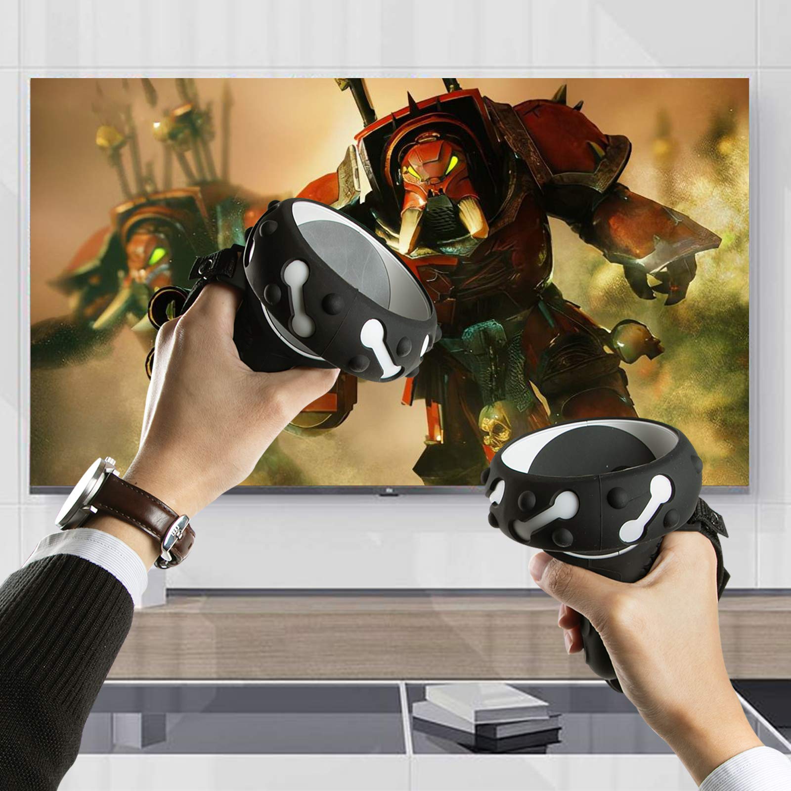(1 Pair)  Silicone Controller Cover Compatible for Quest 2, Anti-Throw Soft Protective VR Gaming Headset Handle - Black 3
