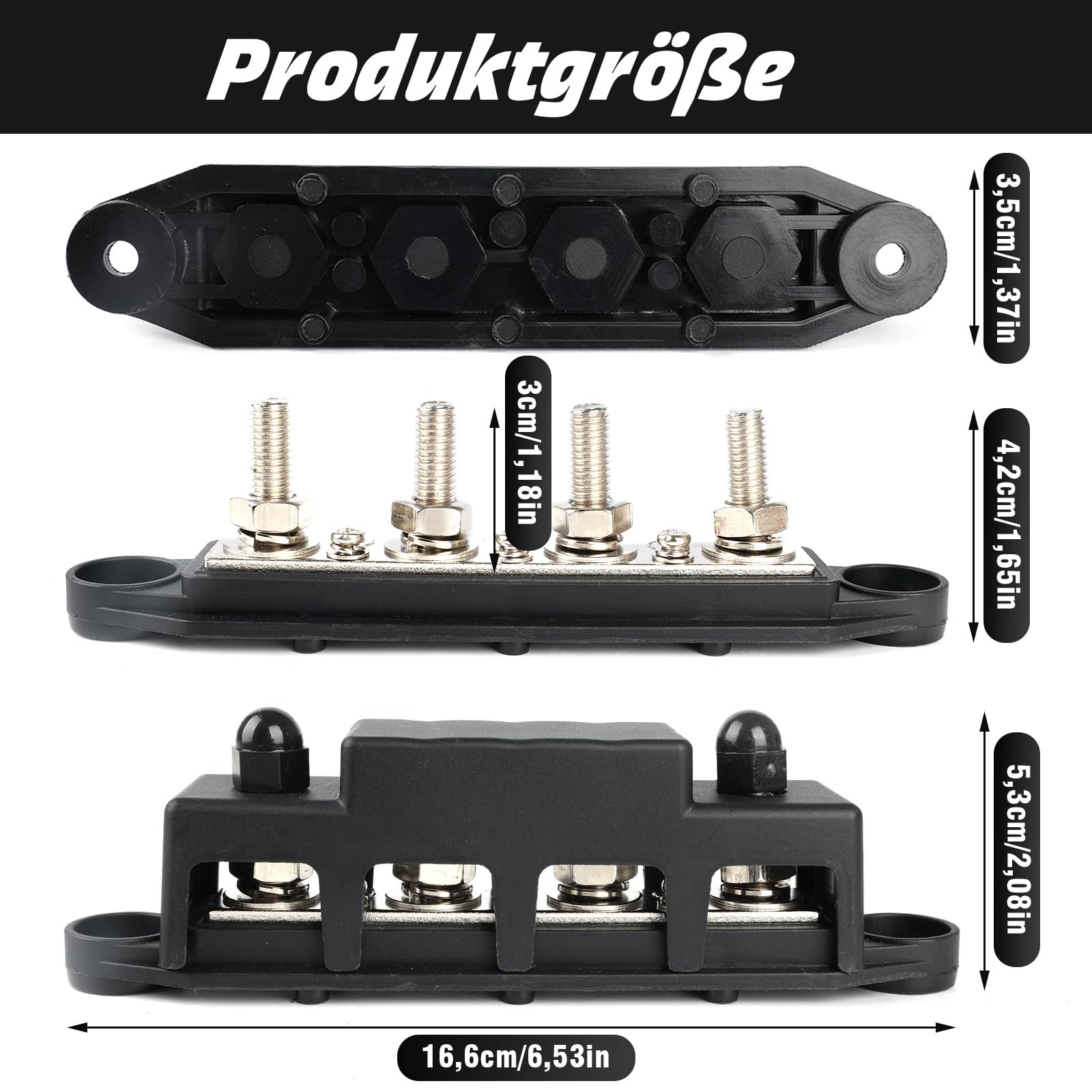 Respicefinem Sammelschiene 12V-48V - 4 M8 Anschlüsse, 250A, Für Auto & Boot, 2er Set