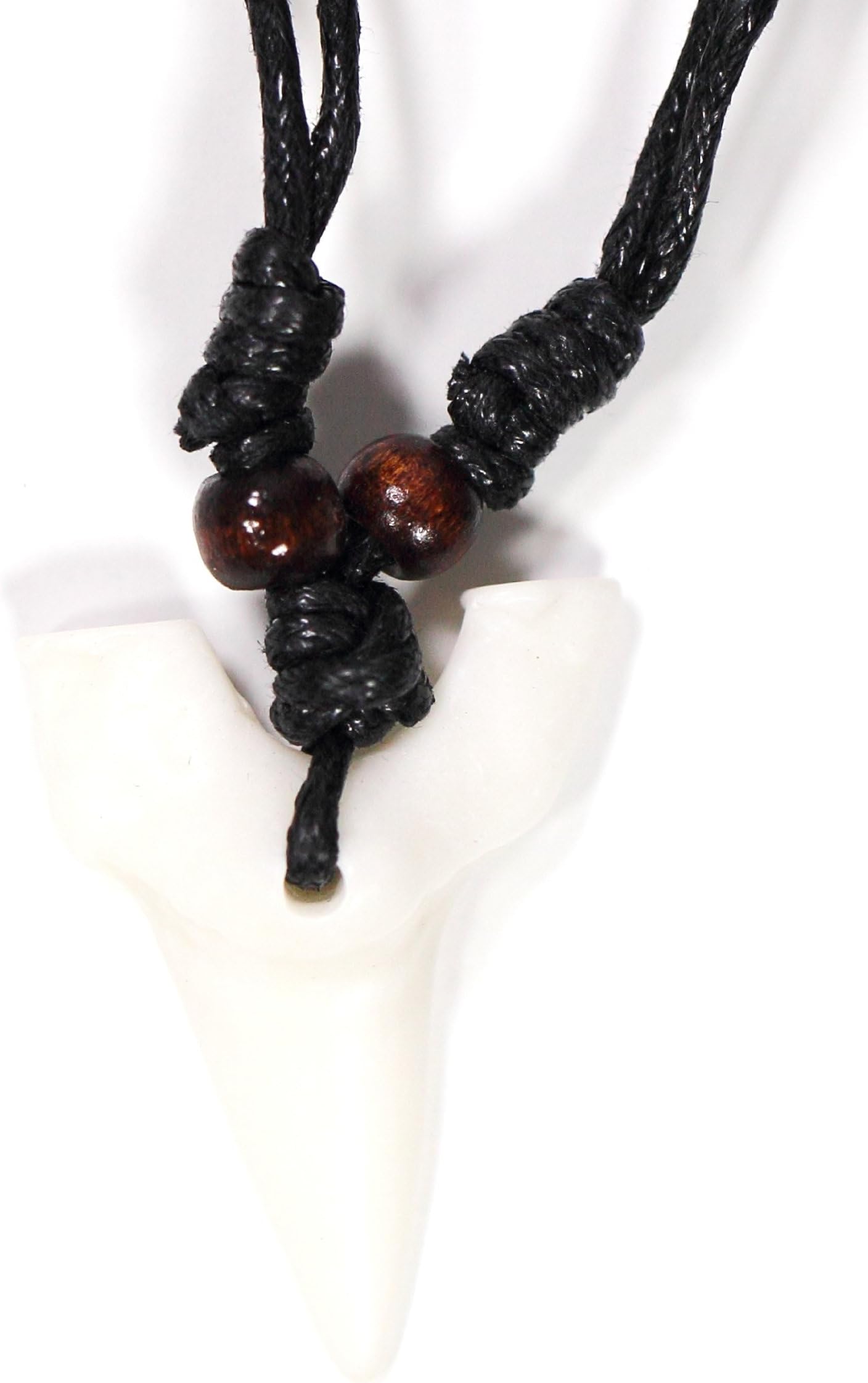 Imitation Shark Tooth Necklace Faux Leather Beaded NO03 Ocean Surf Pendant