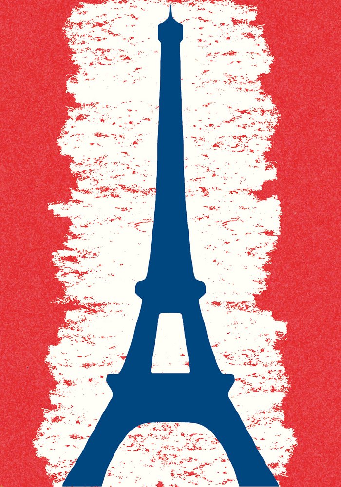 Alibabette Editions Paris Postcard 10 Pack Eiffel White Chalk on Red (ACP015)