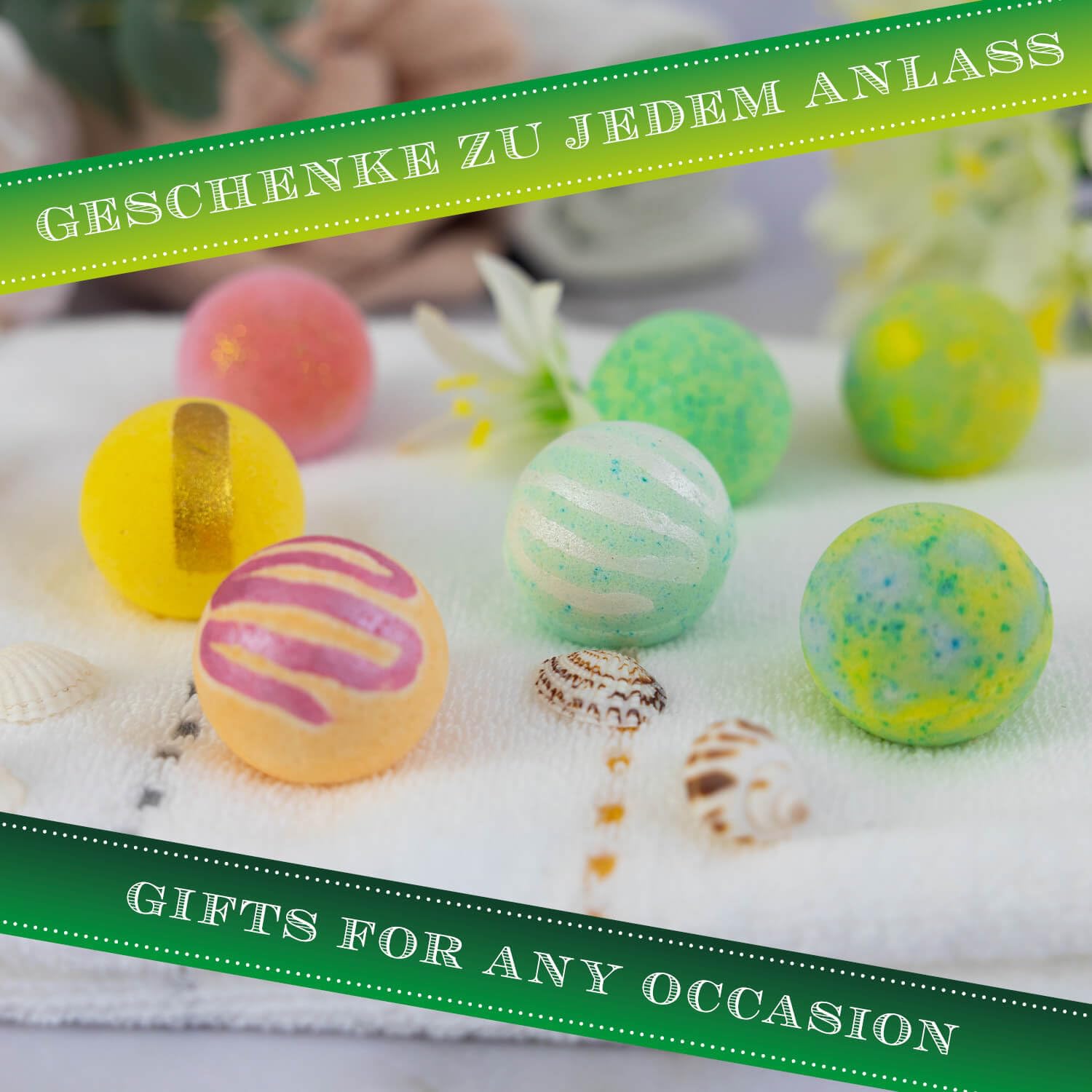 Hallingers Genuss Manufaktur Badebomben Weihnachts-Geschenk-Set - 12x Badekugeln Bath Bombs in edler Geschenkbox, Frauen Badeperlen-Wellness & Spa ""Merry Christmas..."", Weihnachten für Frauen Männer
