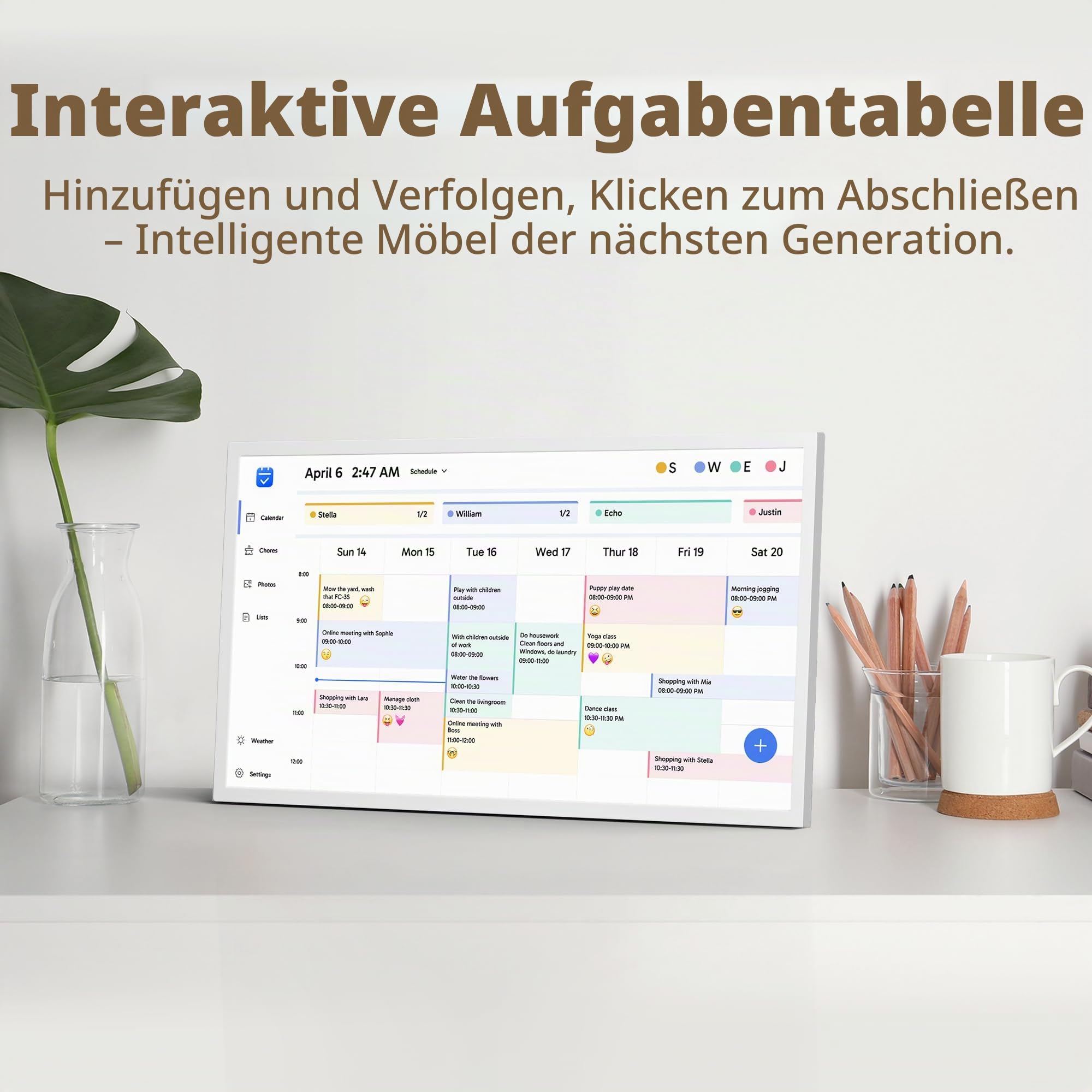 Dragon Touch Digitaler Kalender-Aufgabendiagramm, 61 cm (24 Zoll), interaktiver Touchscreen, intelligenter Familienplaner, Herd-Display, digitaler Kalender, nahtlose Planung