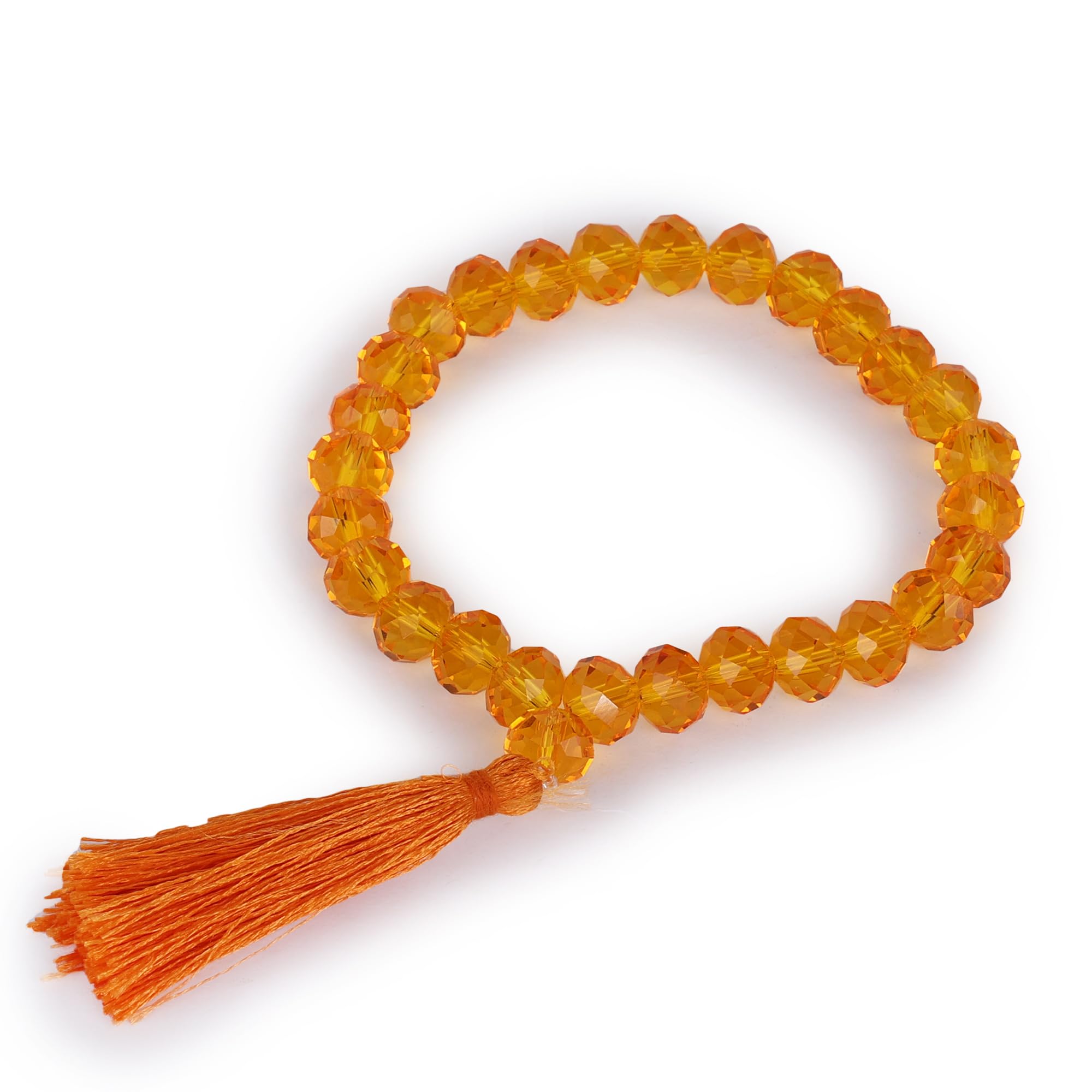 BISMAADH Reiki Healing Crystal Beads Bracelet Prayer- Handmade Gem Semi Precious Stones Stretch Bracelet With Tassel Charms Wrist Band (Orange Ray) (B0C7W727D1) Amazon Price History, Amazon Price Tracker