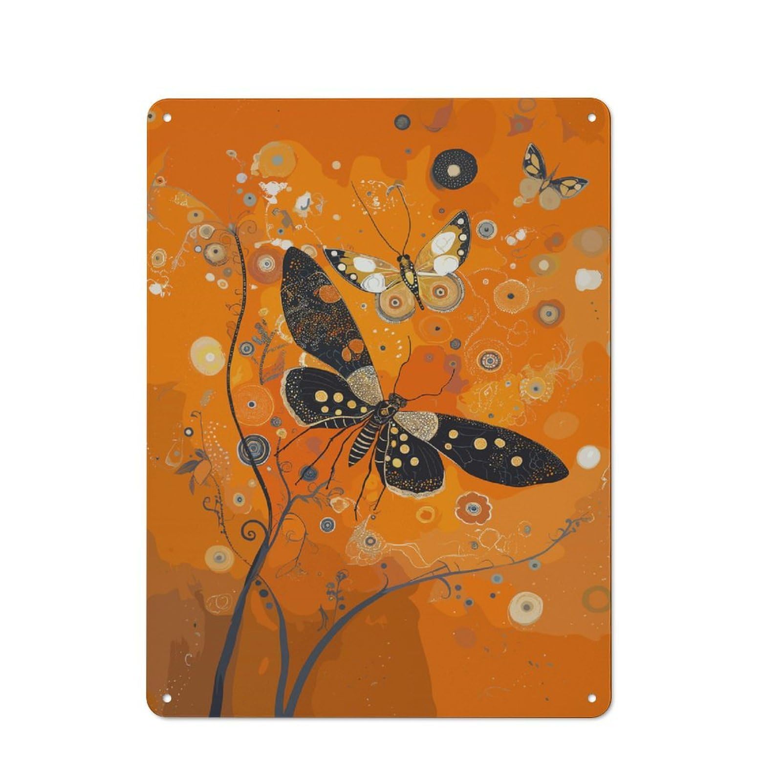 Junmoney Butterflies Art Retro-Style Metal Wall Sign 40X30cm For Pub Or Café, A New Home Present For Hospitality Wall Decor Collectors