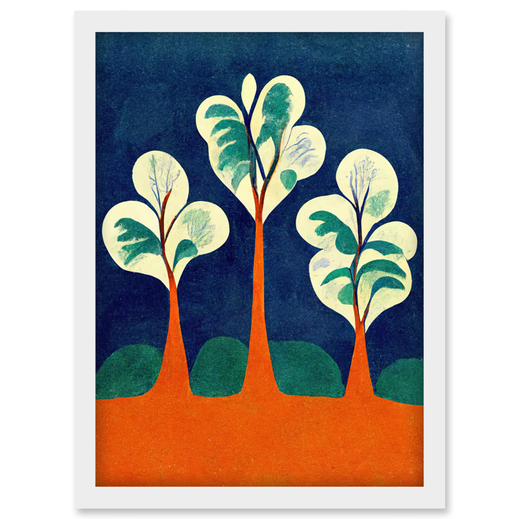 Doppelganger33 LTD Henri Matisse Style Trees Fauvist Orange And Blue Artwork Framed Wall Art Print A4