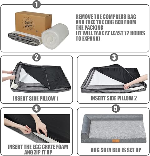 Miniatura 6 de Patas Lague Cama ortopédica XL para perros de tamaño grande de 42 x 28 pulgadas, sofá cama grande impermeable para mascotas con funda extraíble