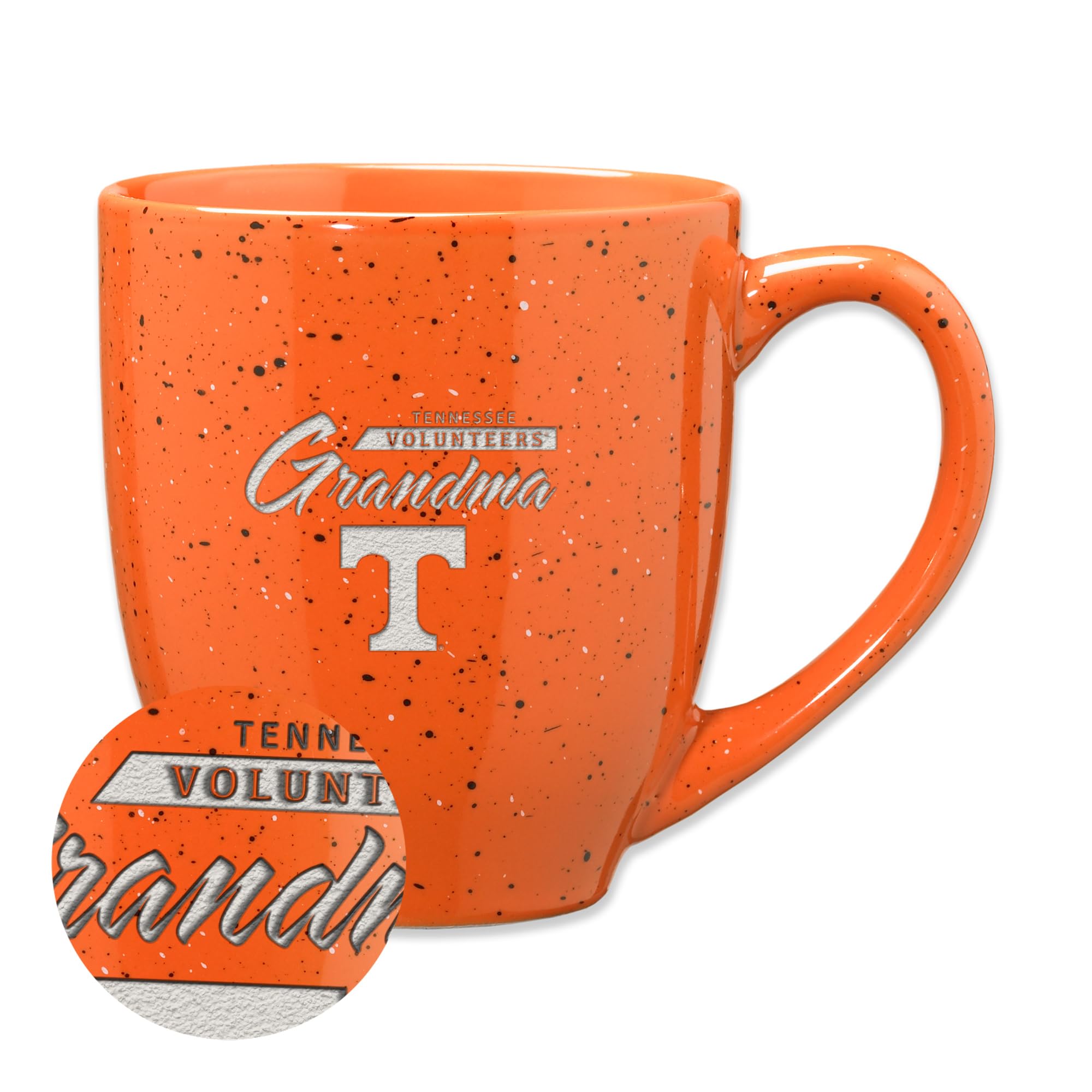 Rico Industries NCAA Tennessee Volunteers Grandma 16 oz Team Color Laser Engraved Speckled Ceramic Coffee Mug