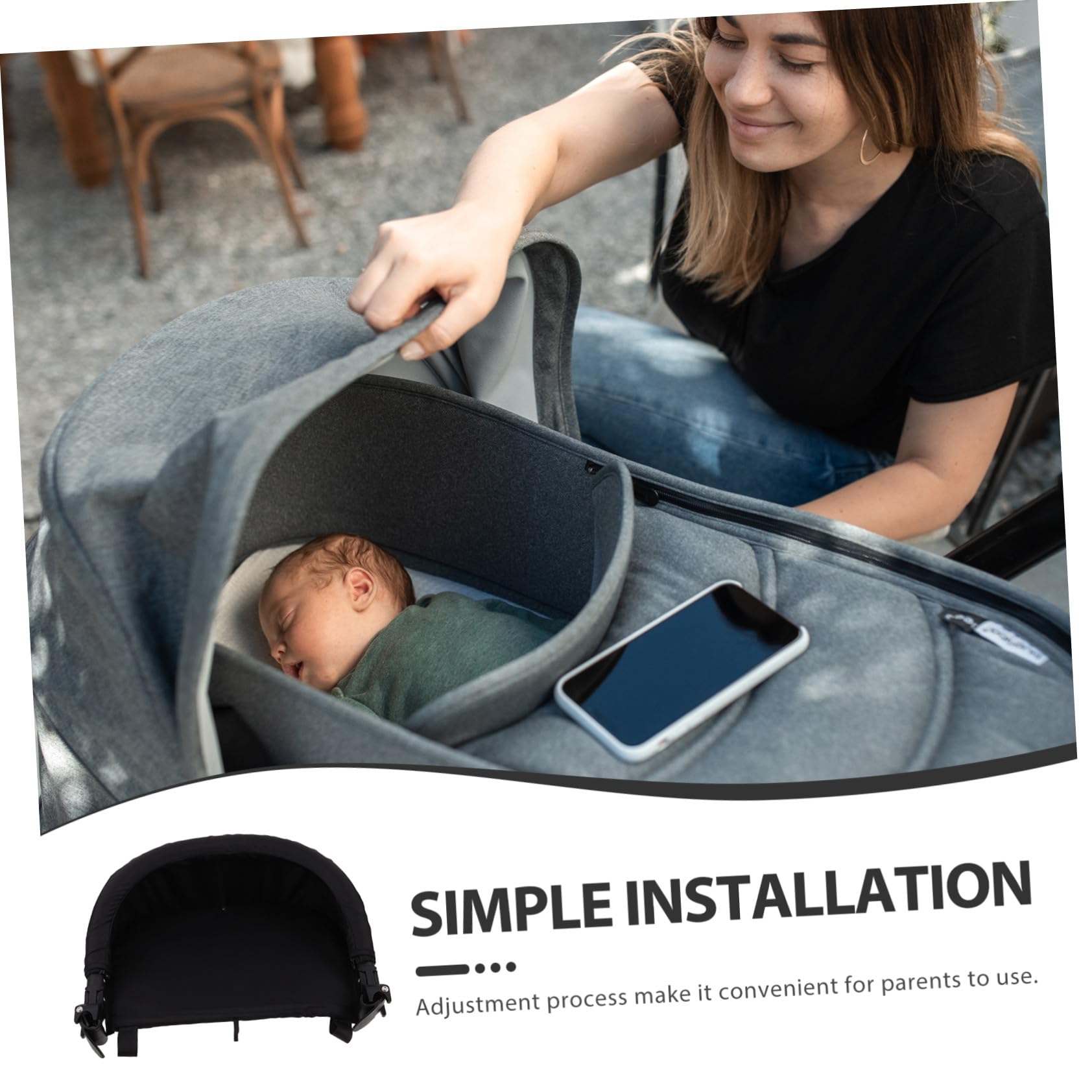 Reposapiés Plegable para Cochecito Infantil Ajustable Negro