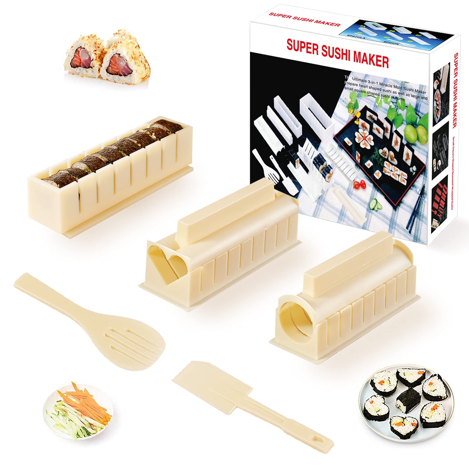 Kit Sushi Maker SKYSER 20 Pièces - Moules, Rouleau, Couteau, Baguettes Pour DIY à La Maison