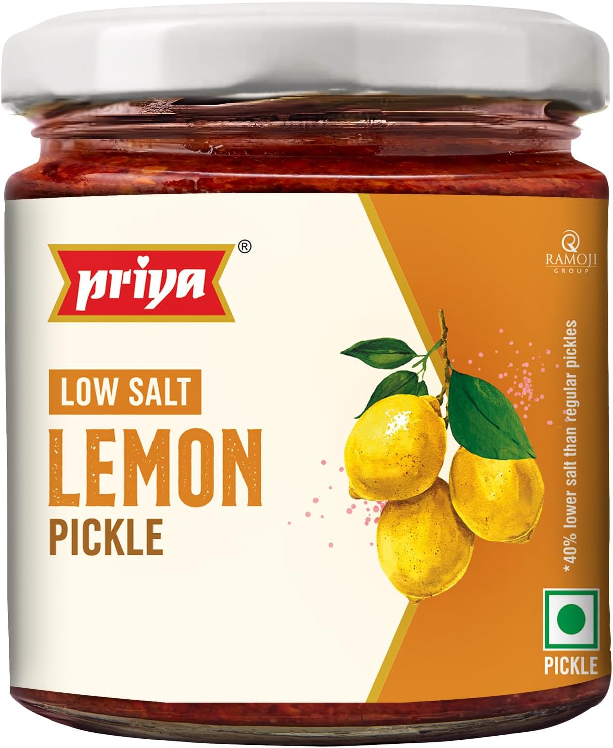 Low Salt Lemon Pickle, 200g - Authentic Telugu Style Achar |Traditional South Indian Taste |Homemade Nimbu Achar| Tangy and Spicy | With Lime Juice | Glass Jar