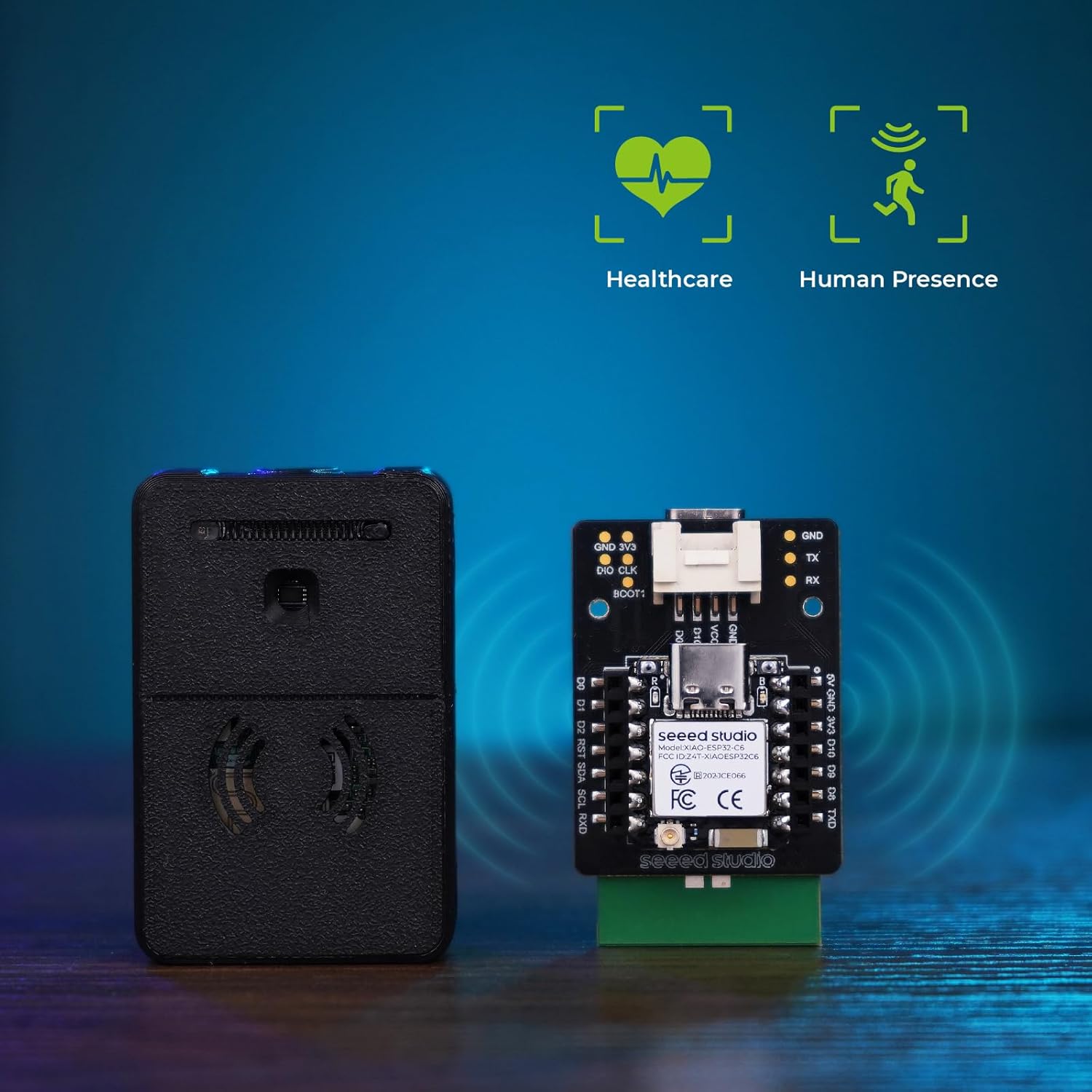 XIAO MR60BHA2 60GHz mmWave Human Breathing and Heartbeat Sensor Kit, ESP32C6, Wi-Fi, BLE, Home Assistant Compatible