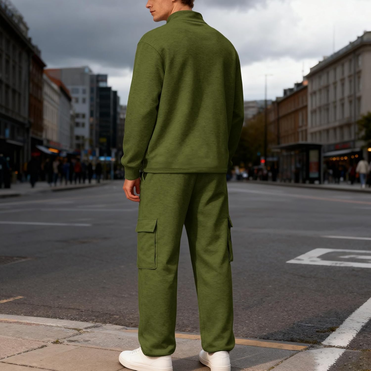 Track Suits Mens 2 Piece Quarter Zip Up Sweatshirt with Sweatpants Sets Casual Jogging Sport Comfort Suit Sets