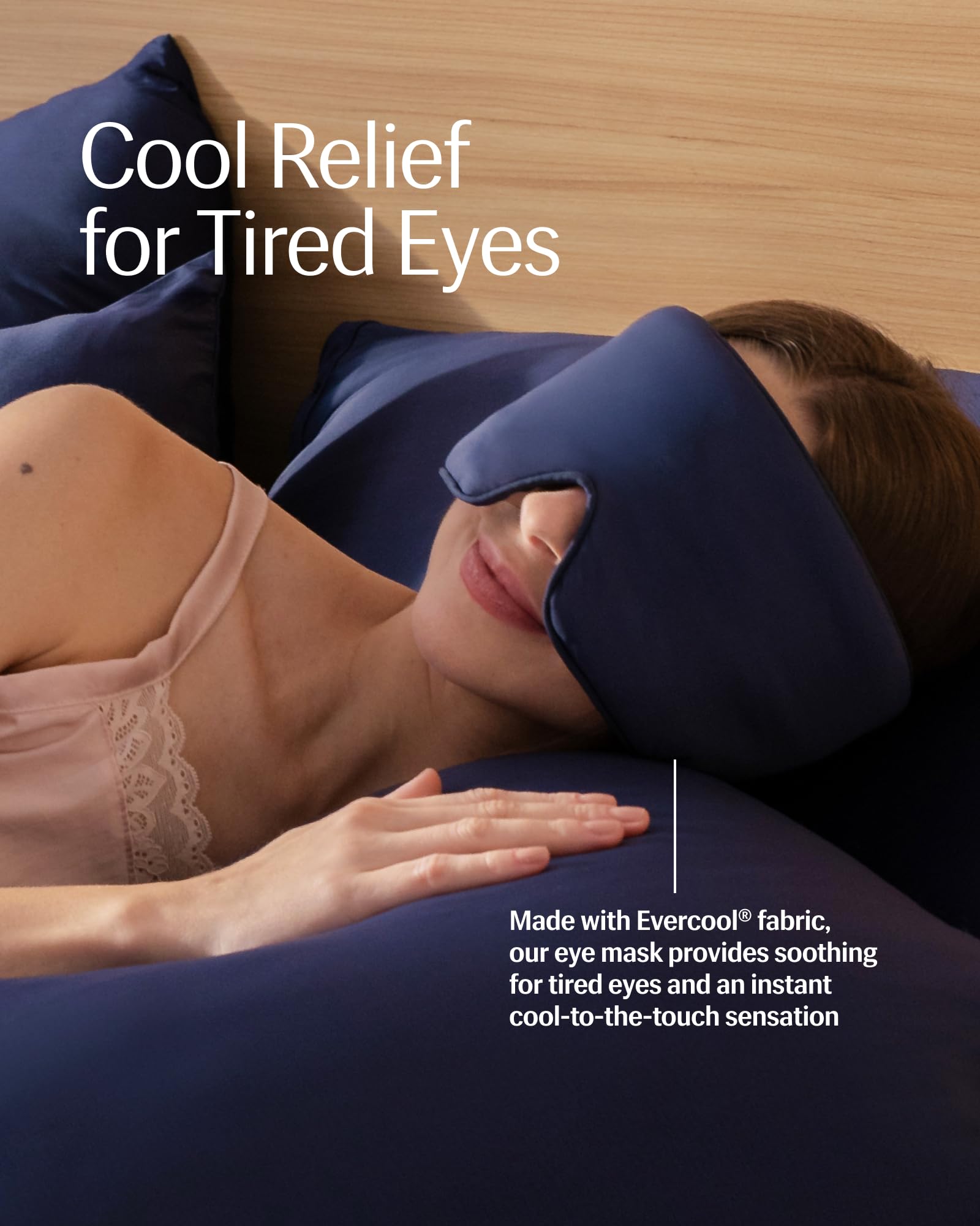 Rest® Evercool® Cooling Eye Mask, Full-Coverage Light Blocking, Instant Cool-to-Touch Fabric, Adjustable Soft & Breathable Design for Ultimate Sleep Comfort, Comes with Travel Bag, Midnight Blue