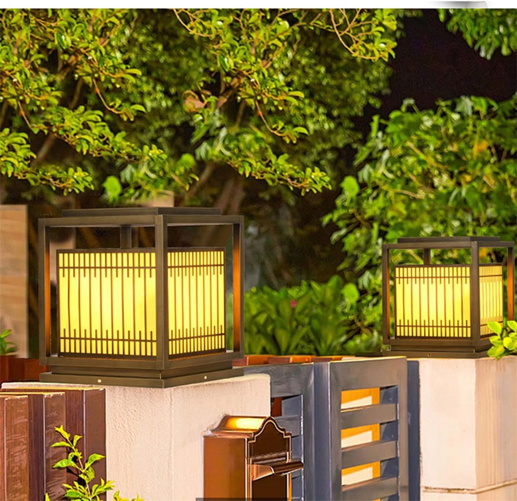 Outdoor Square Landscape Light Modern Pathway Pillar Light Simple Fence Deck Bollard Column Lamp IP65 Waterproof, Villa Walkways,Garden Park Post Pedestal Lamp