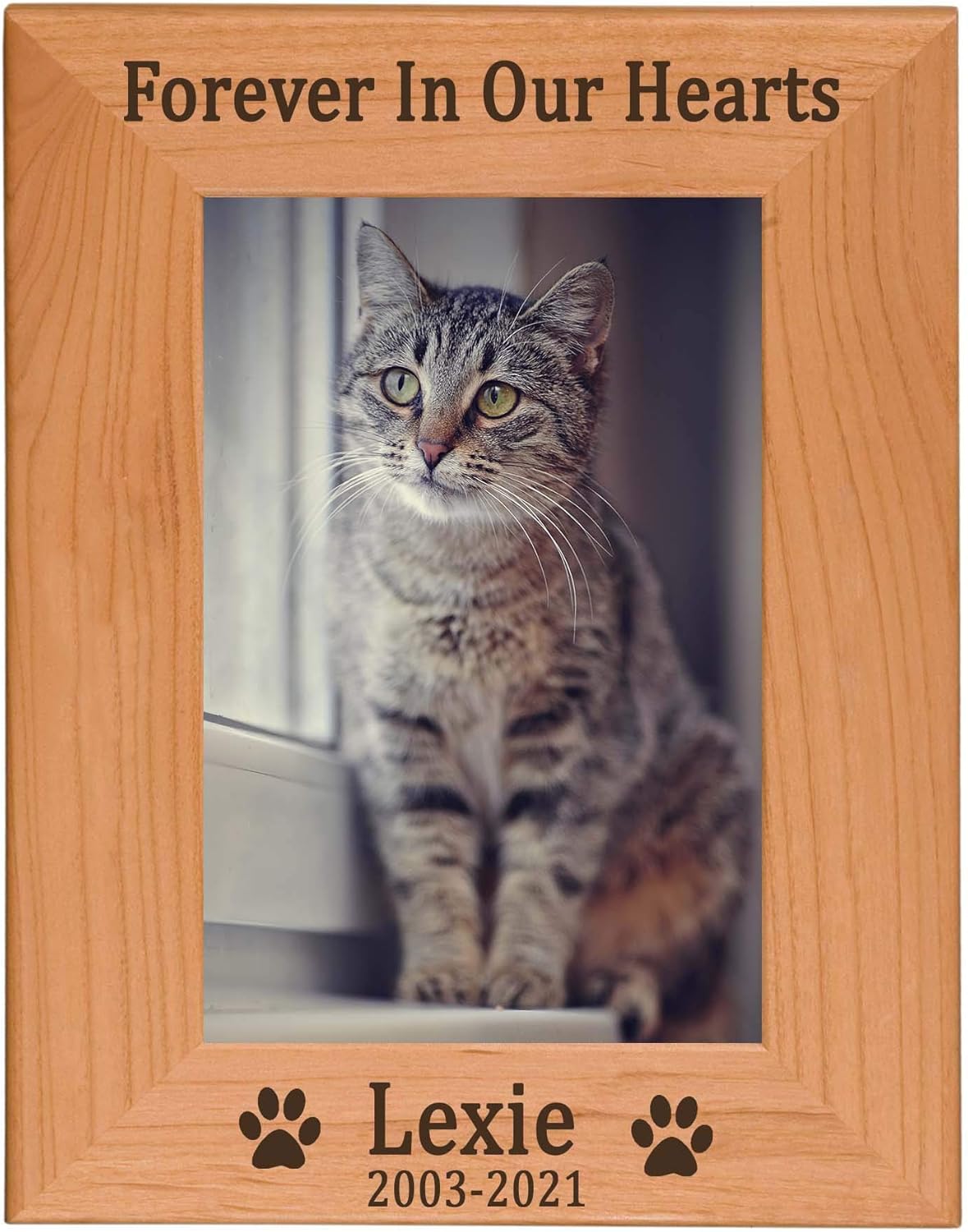 Pet Memorial Personalized Engraved Wood Picture Frame | Forever In Our Hearts | Pet Memorial Gift | Custom Frame | 4x6, 5x7, 8x10 | Pet Lover Gift | Pet Loss Frame