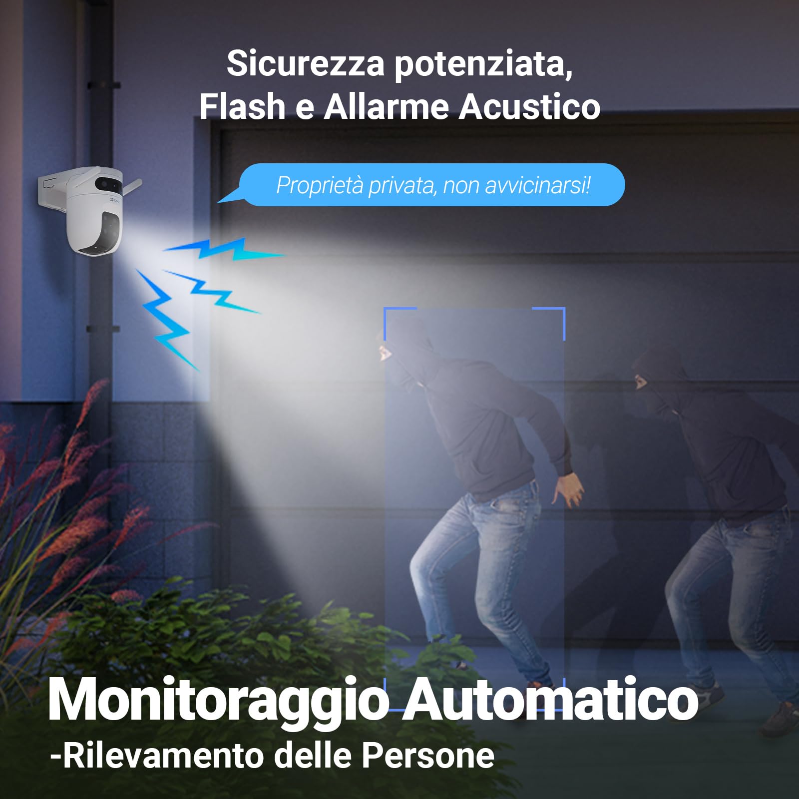 EZVIZ 10MP (5MP+5MP) Telecamera WiFi Esterno con Doppia Lente, Telecamera per Esterni a 360°, Visione Notturna a Colori, Rilevamento Persone/Veicoli, Audio Bidirezionale, Impermeabile, C9c Dual 3K