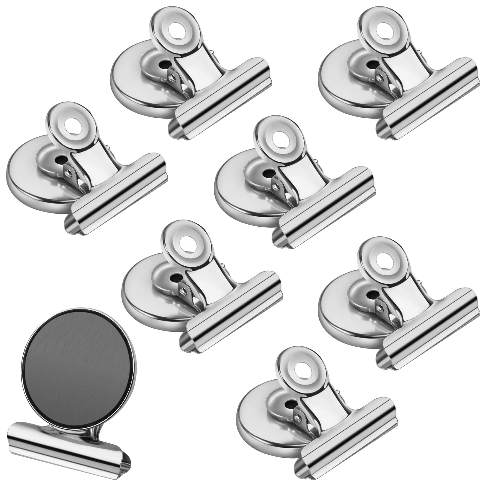 8 Pack Fridge Magnets Refrigerator Magnets Magnetic Clips Perfect for Refrigerator Whiteboard Magnets Photo Displays Home School Use(Silver)