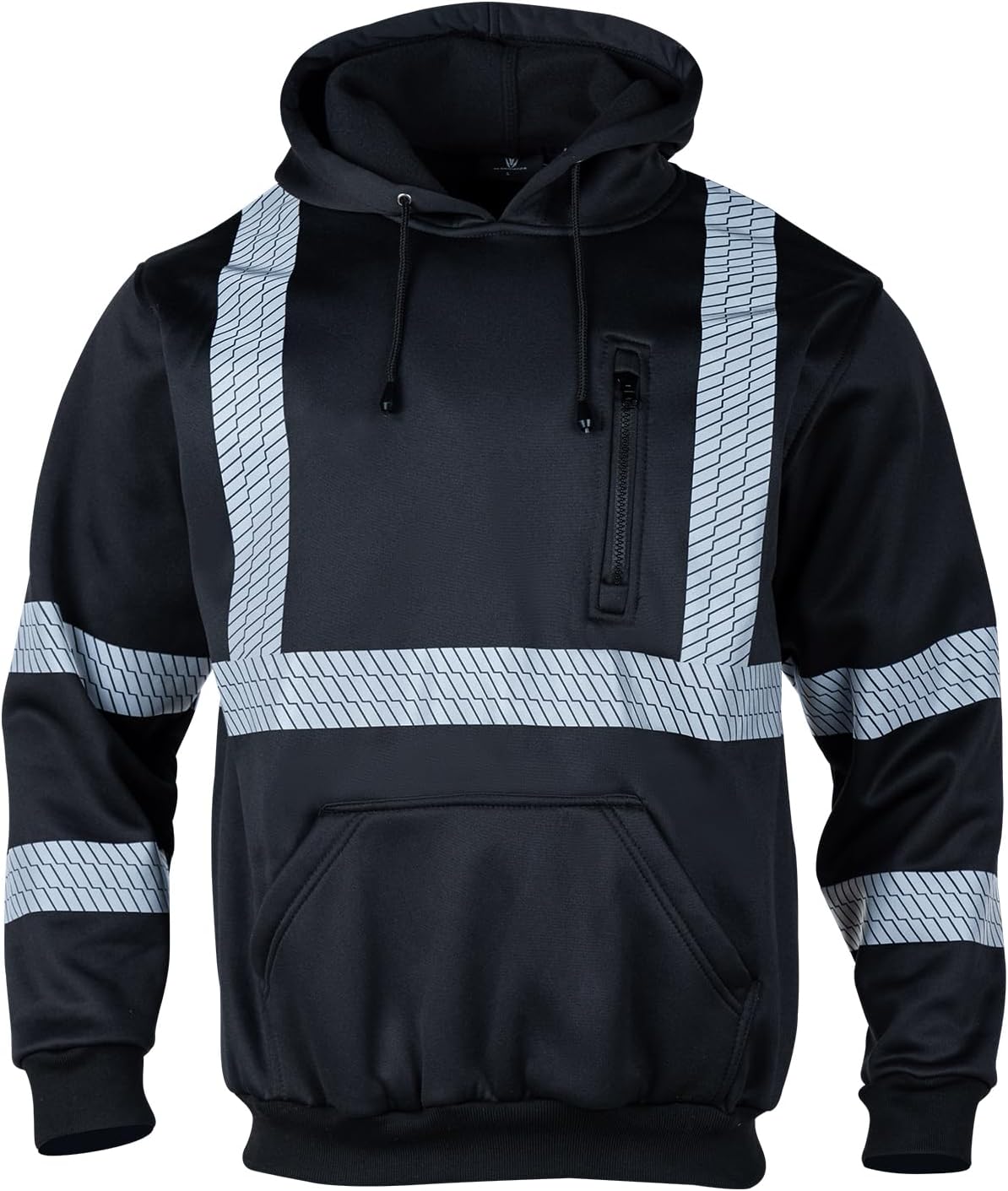 VENDACE Hi Vis Safety Reflective Sweatshirt Hoodies for Men ANSI Class 3 High Visibility Fleece Pullover Hoodie Jacket (Black,L) - Image 2