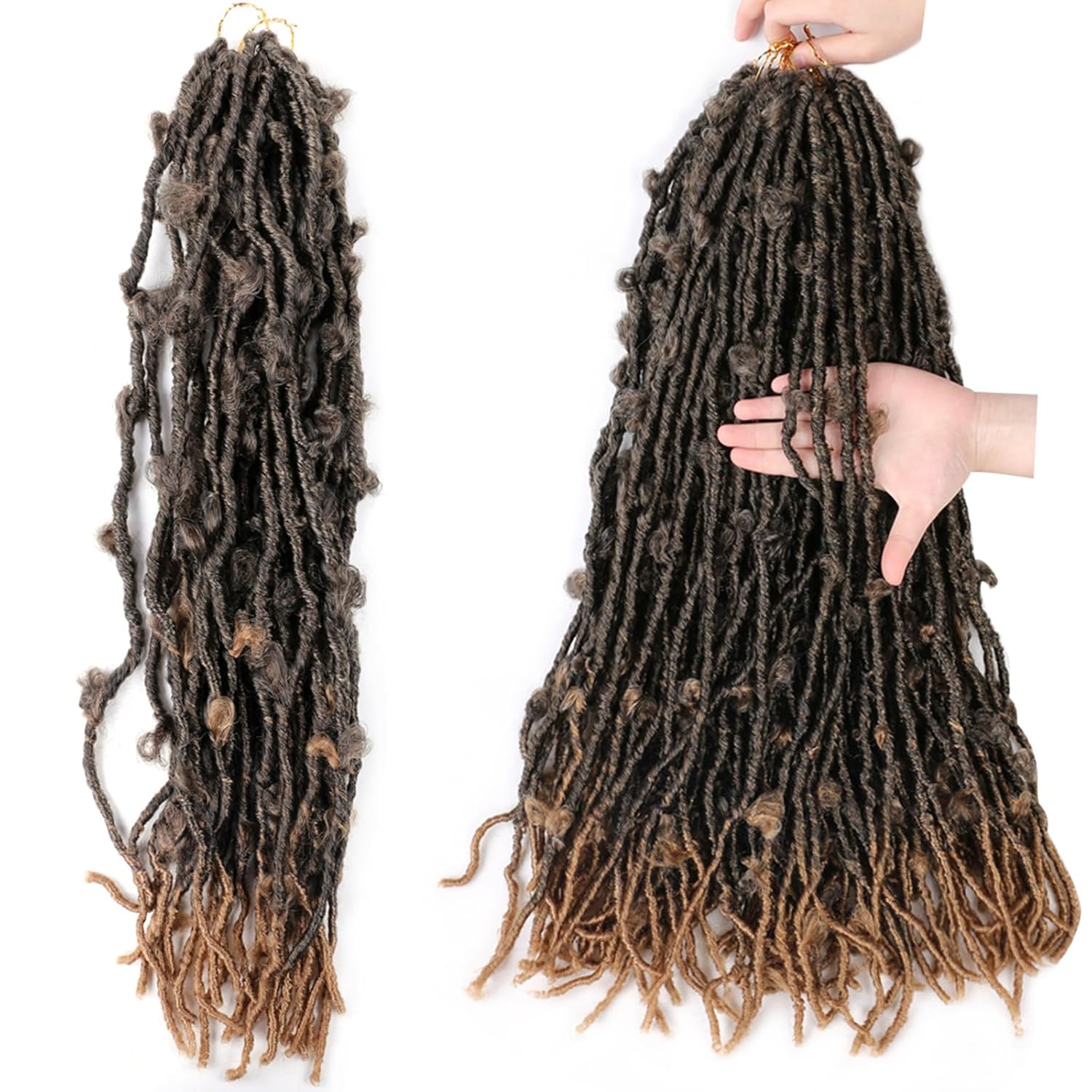 Faux Loc Crochet Hair Butterfly Dreadlock Boho Goddes Synthetic African Braiding Extensions Natural for Black Women(T27,24inch(4Pack))